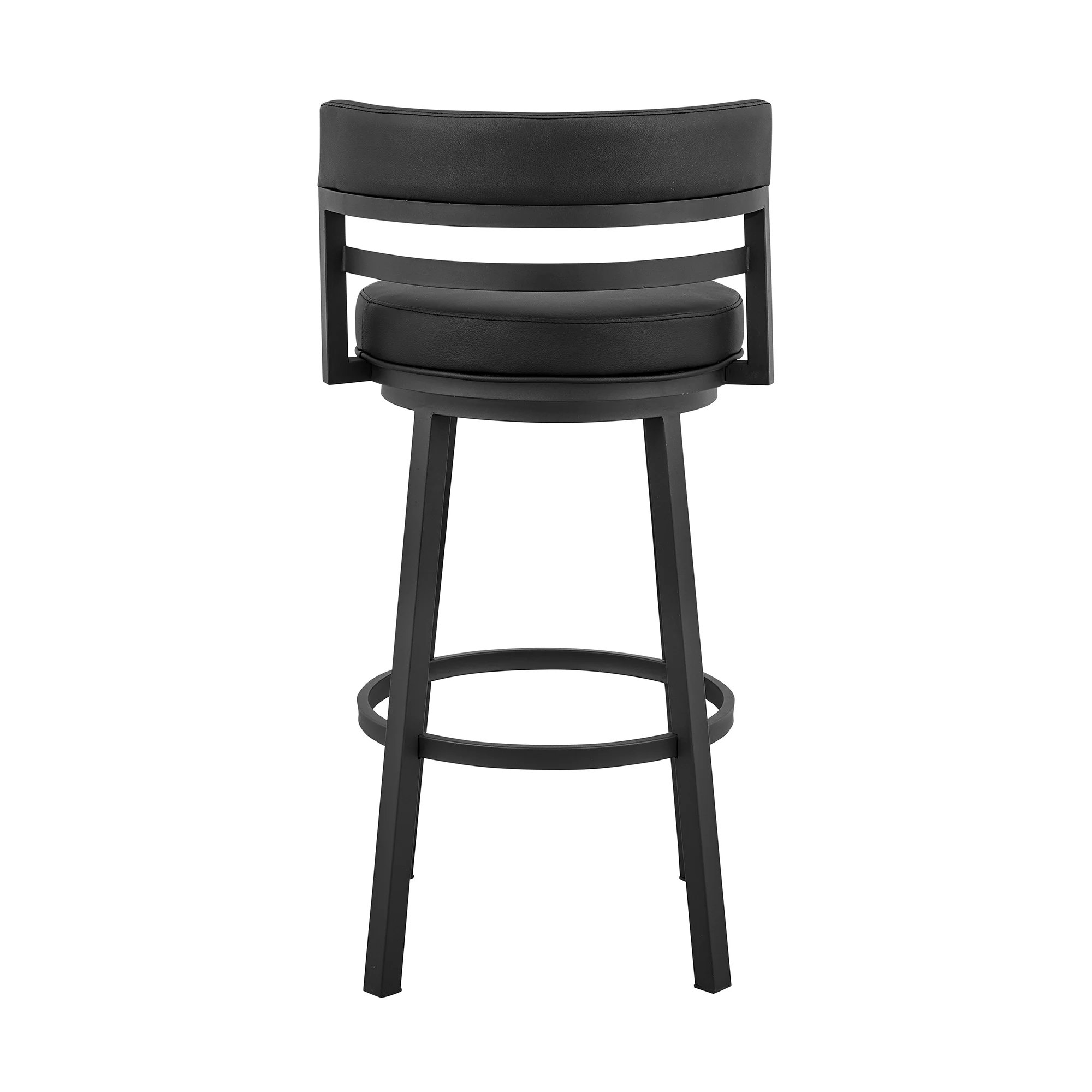 Titana 30" Bar Height Swivel Black Faux Leather and Metal Bar Stool By Armen Living - Image 6