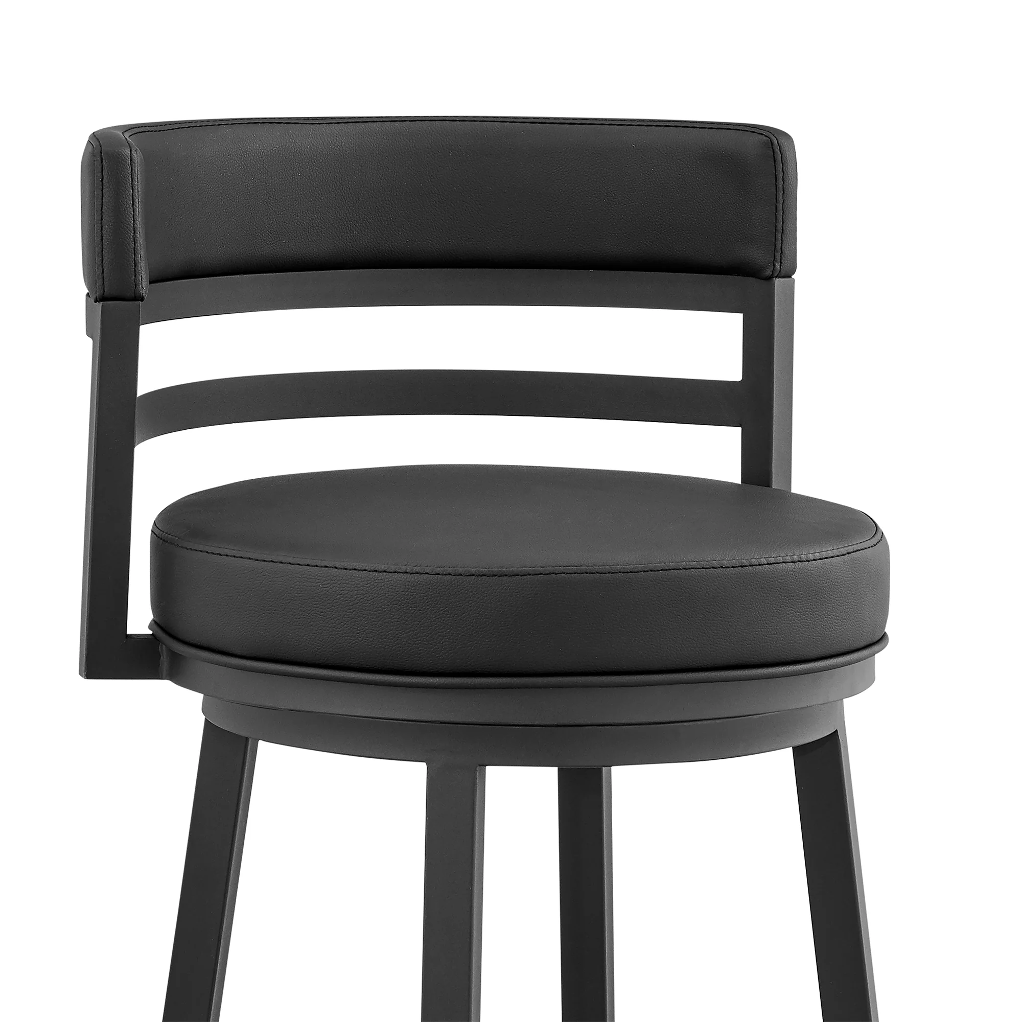 Titana 30" Bar Height Swivel Black Faux Leather and Metal Bar Stool By Armen Living - Image 7