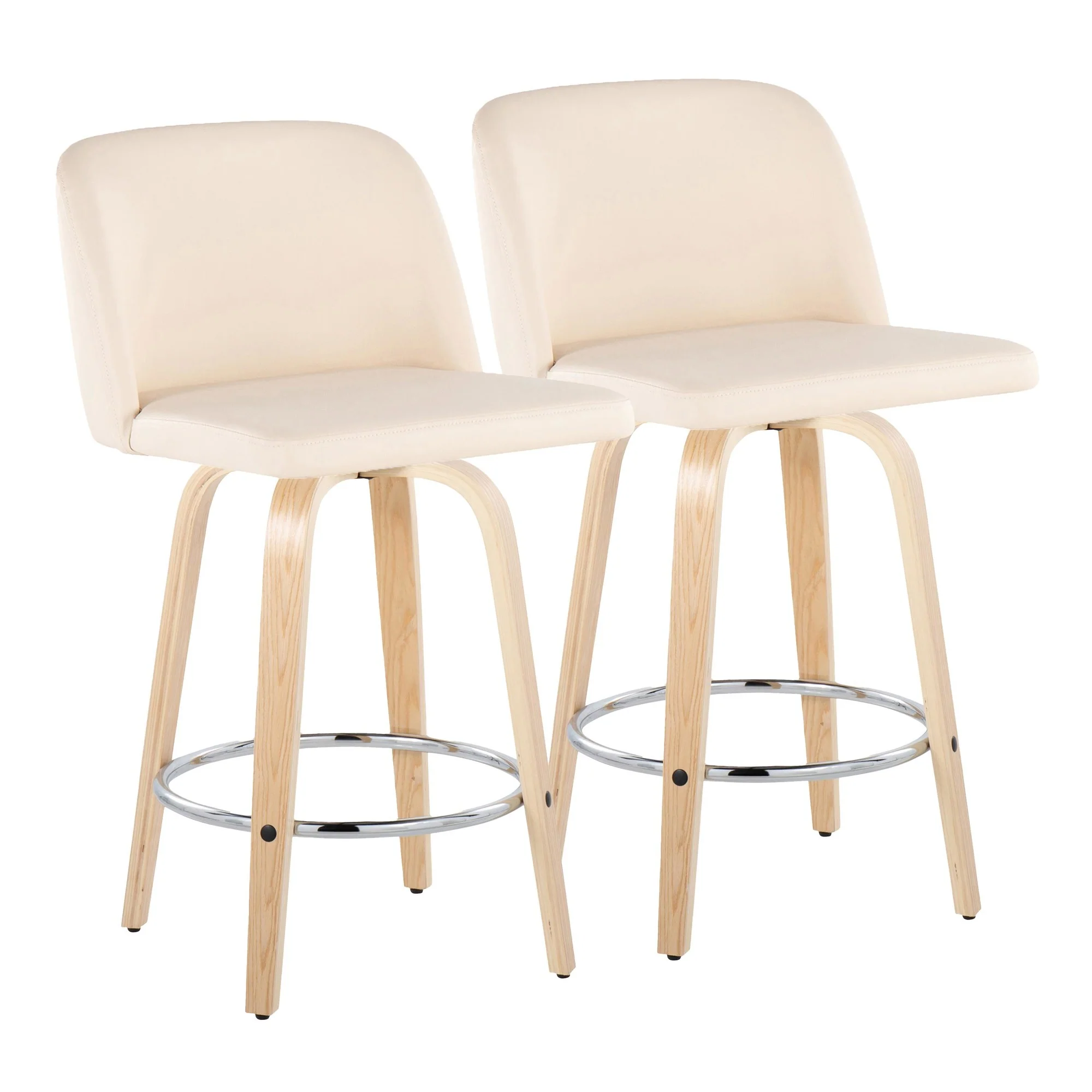 Toriano 26" Fixed Height Counter Stool - Set of 2 Cream By LumiSource - B26-TRNOPU-GRTZR2 NACR2