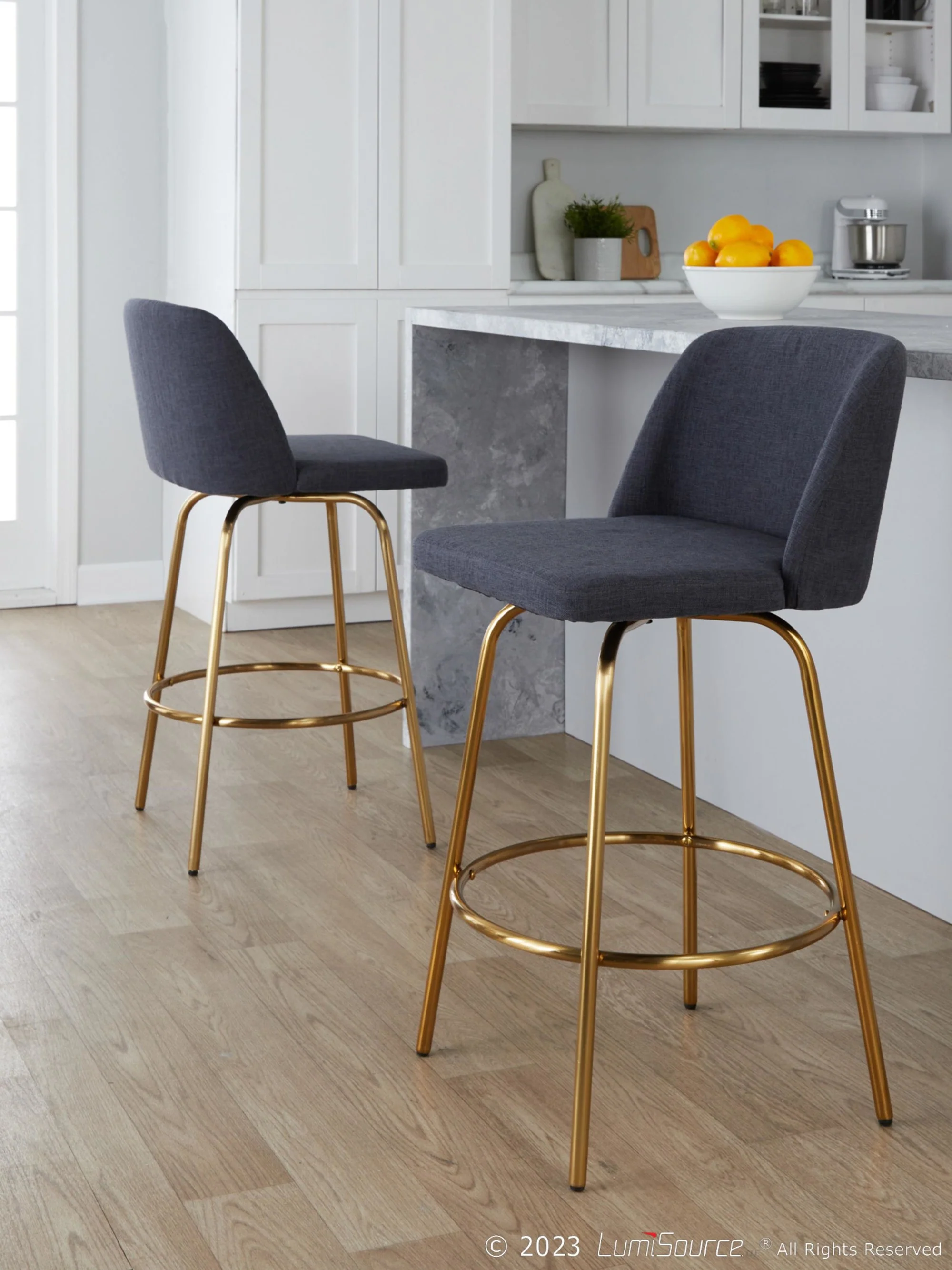 Toriano 26" Fixed-Height Counter Stool - Set of 2 By LumiSource - B26-TRNOFB-CLARZG2 AUBU2