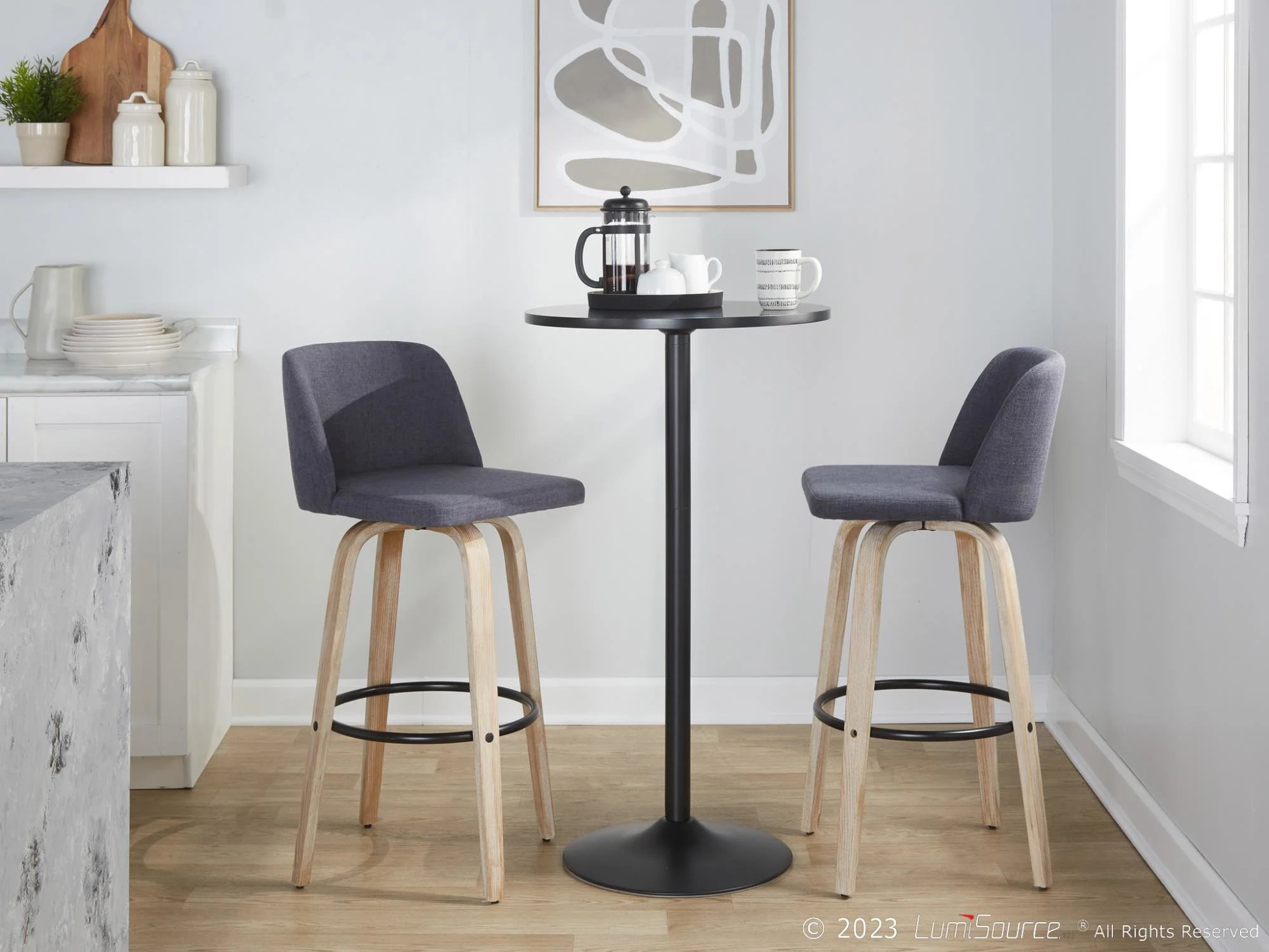 Toriano 30" Fixed-Height Barstool - Set of 2 By LumiSource - B30-TRNOFB-GRTZQ2 WWBU2