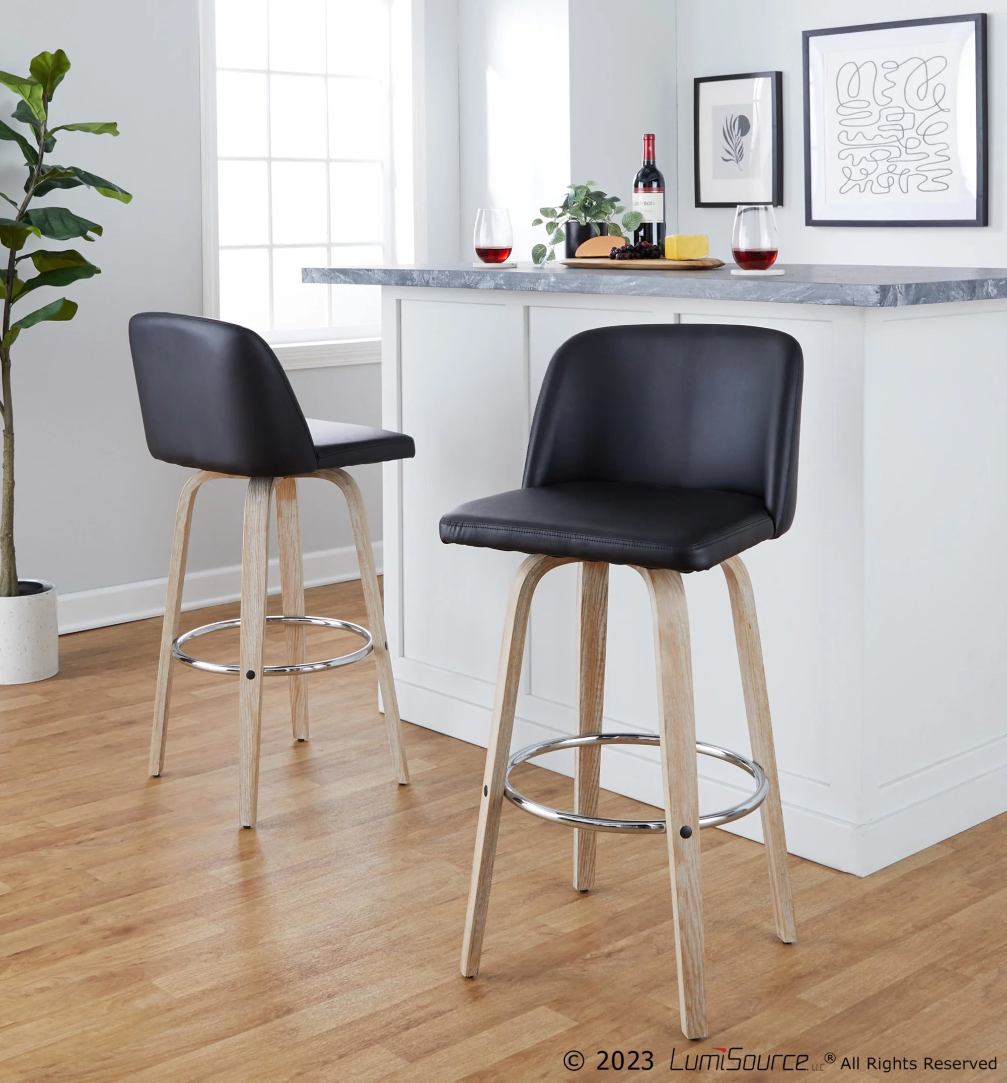 Toriano 30" Fixed-Height Barstool - Set of 2 By LumiSource - B30-TRNOFB-GRTZR2 WWBU2 - Image 9