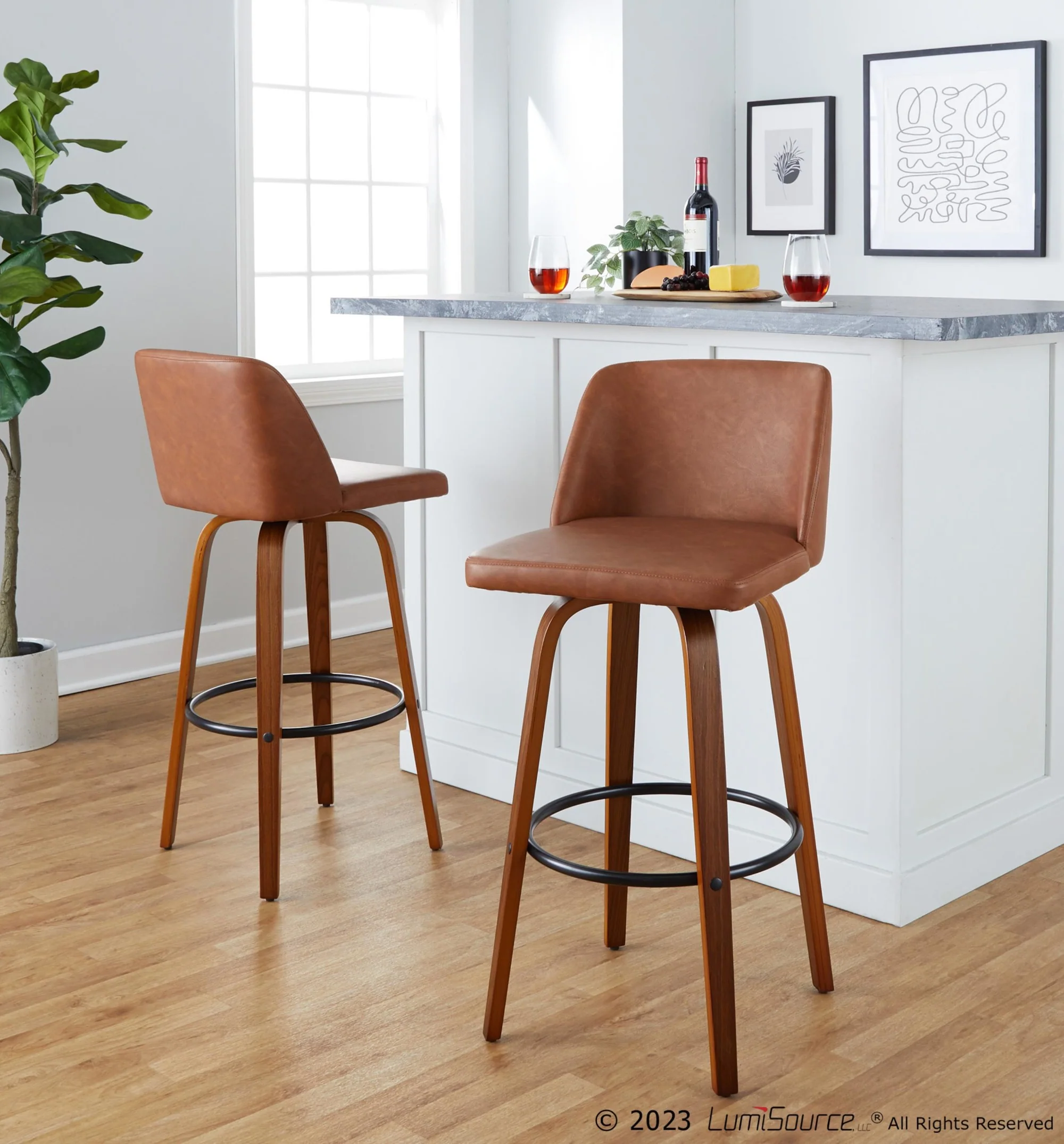 Toriano 30" Fixed-Height Barstool - Set of 2 By LumiSource - B30-TRNOPU-GRTZQ2 WLCAM2