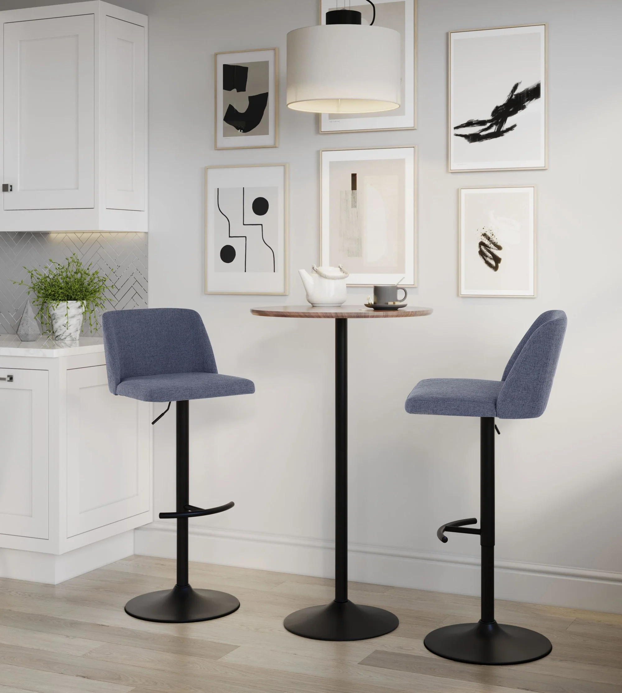 Toriano Adjustable Barstool - Set of 2 By LumiSource - BS-TRNOFB-RT2 BKBU2