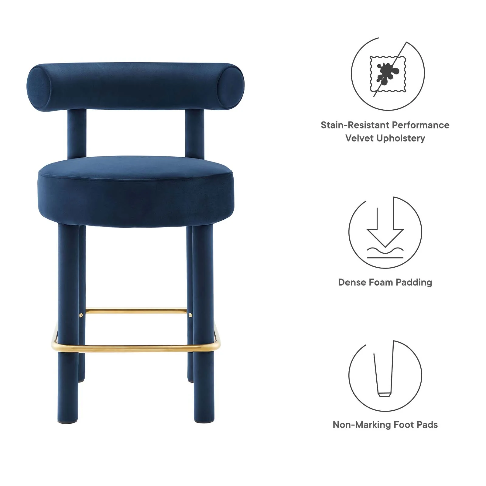 Toulouse Performance Velvet Counter Stool By Modway - EEI-6384 - Image 23