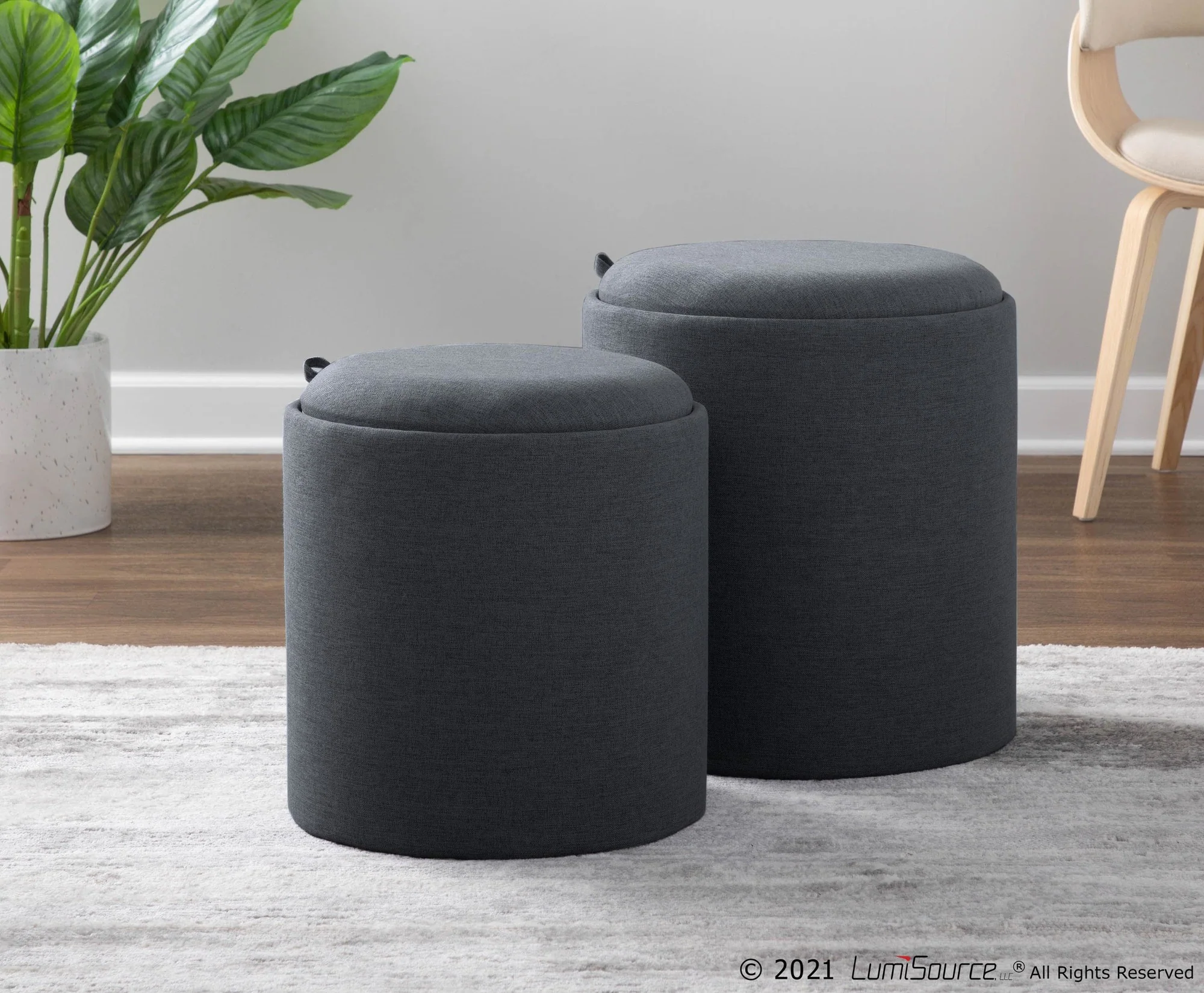 Tray Nesting Ottoman Set Charcoal By LumiSource