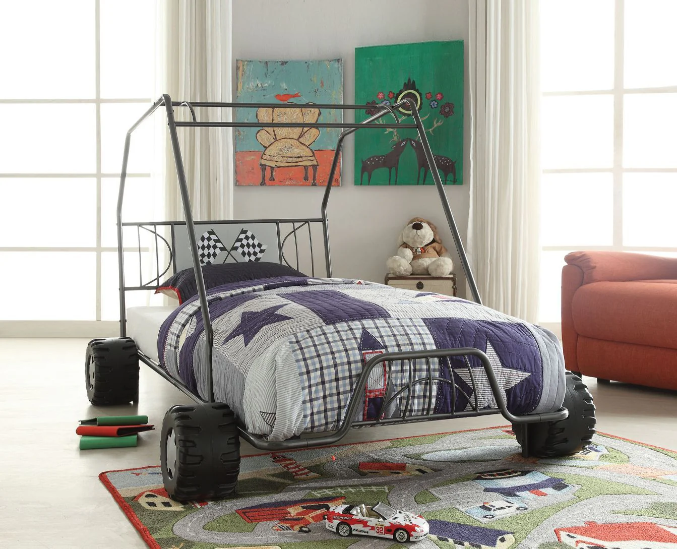 Twin Gunmetal Go Kart Bed By Homeroots