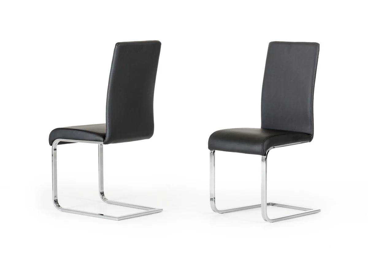 Two 38' Black Leatherette And Metal Dining Chairs By Homeroots