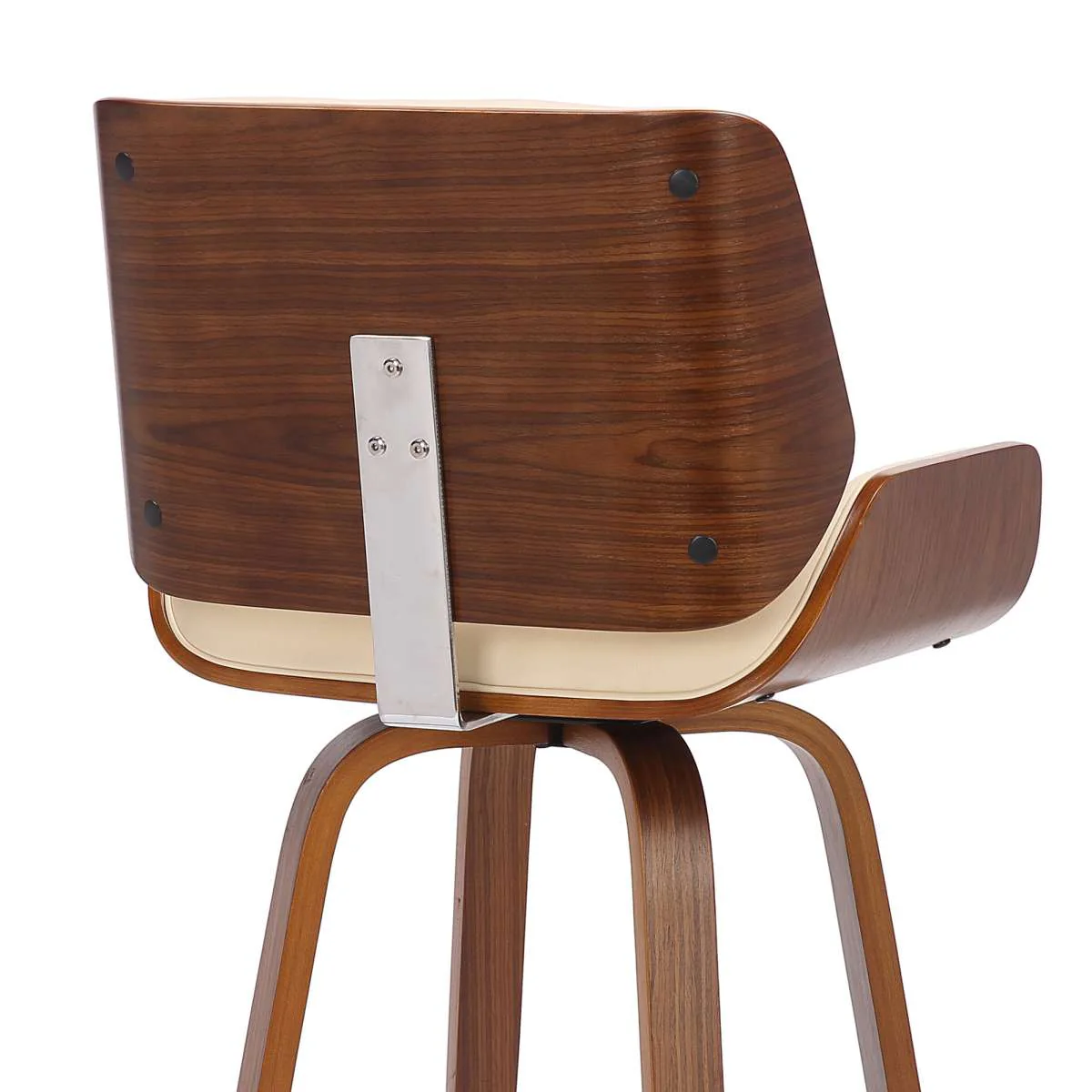 Tyler 30" Bar Height Swivel Cream Faux Leather and Walnut Wood Bar Stool By Armen Living - Image 6