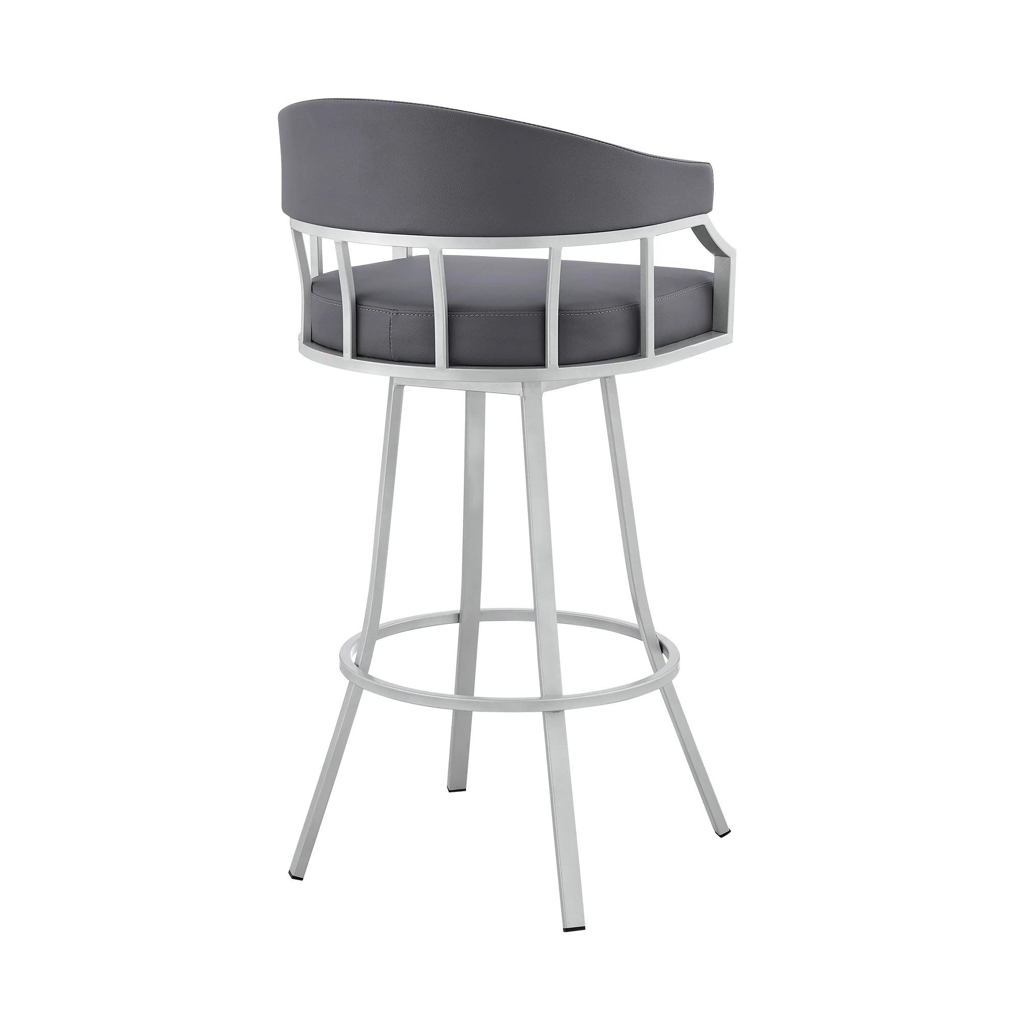 Valerie 26" Swivel Slate Grey Faux Leather and Silver Metal Bar Stool By Armen Living - Image 5