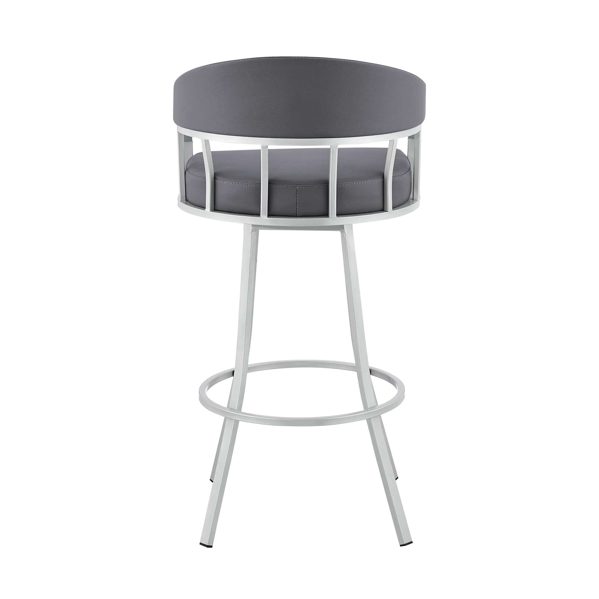 Valerie 26" Swivel Slate Grey Faux Leather and Silver Metal Bar Stool By Armen Living - Image 6
