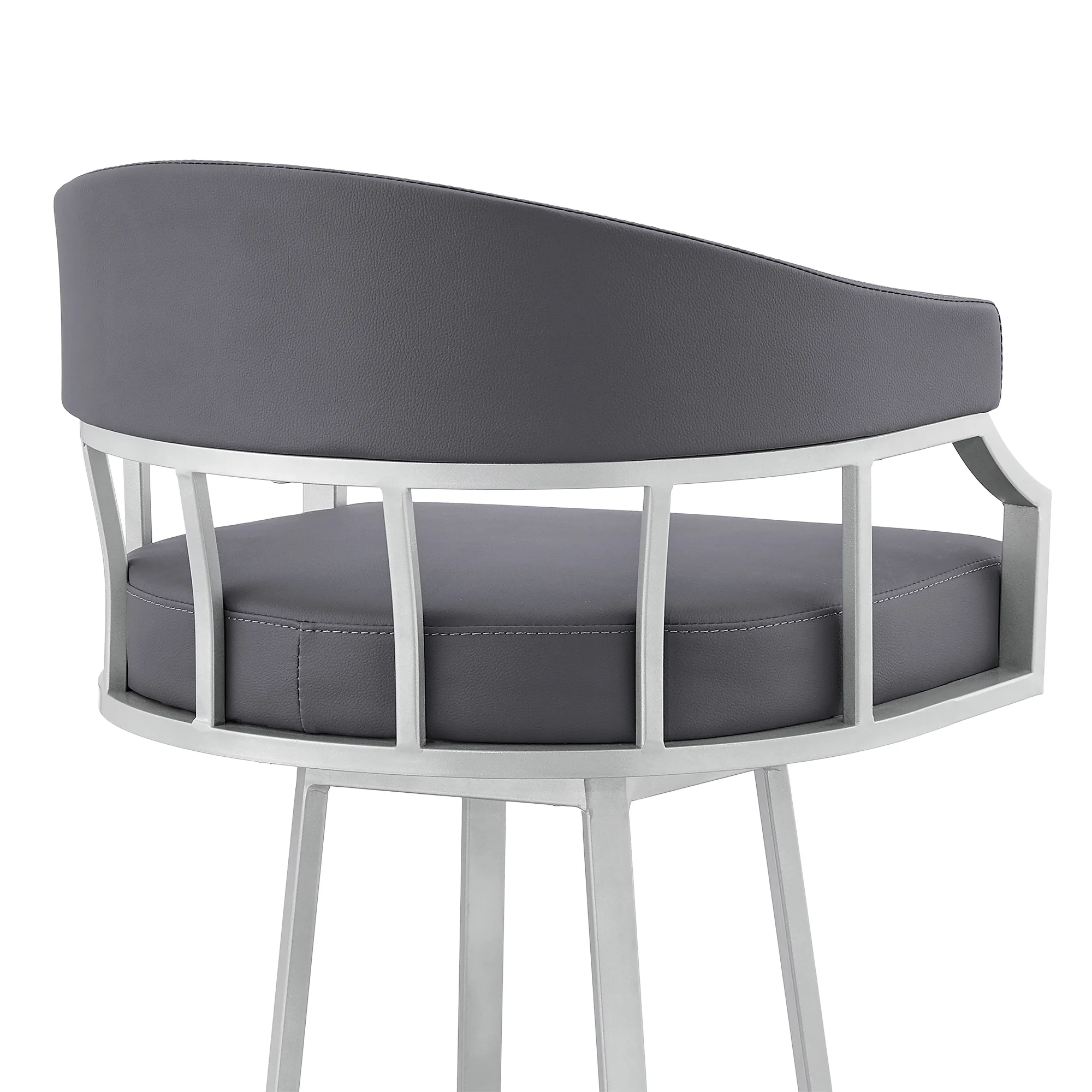 Valerie 30" Swivel Slate Grey Faux Leather and Silver Metal Bar Stool By Armen Living - Image 10