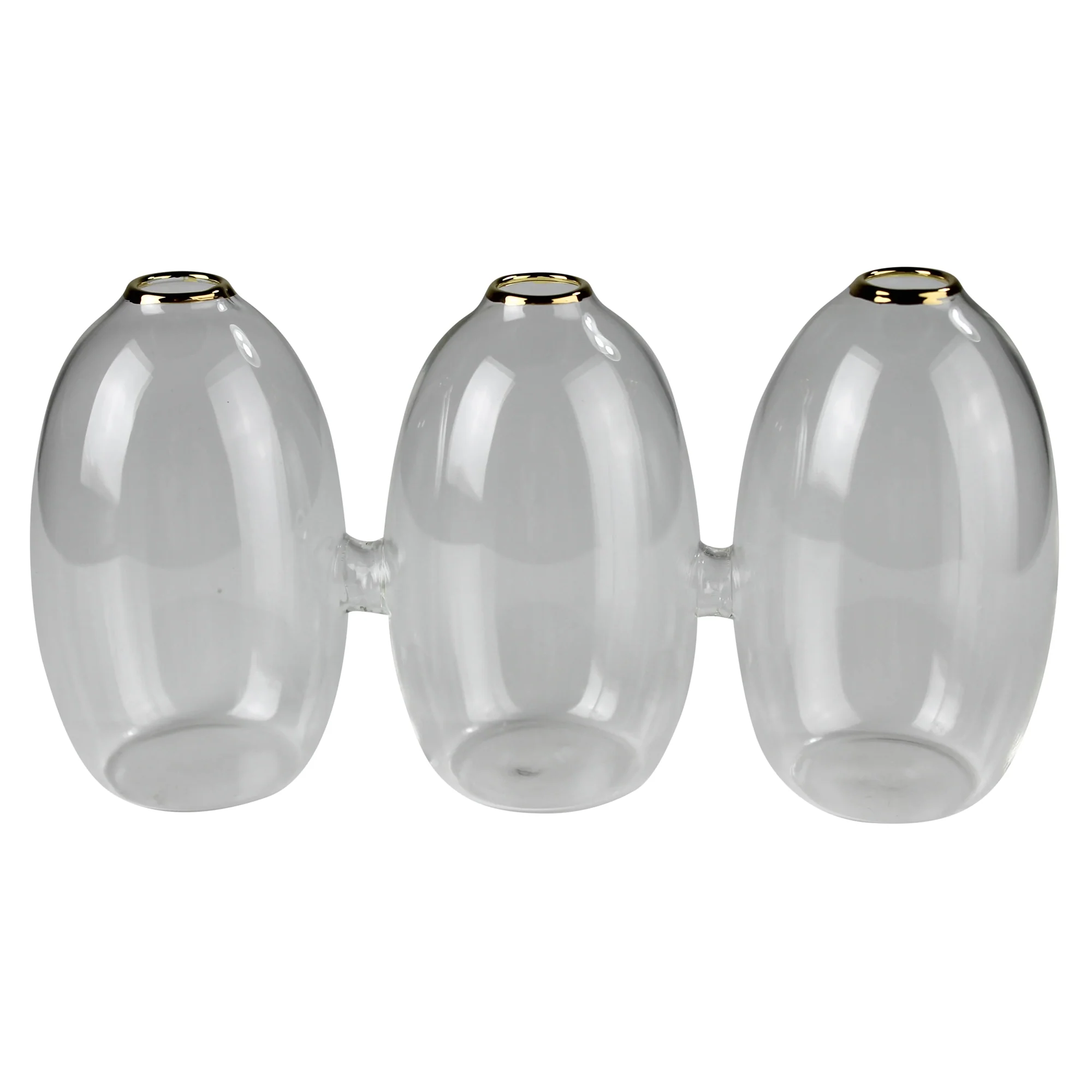 Vase Trio with Gold Rim, Glass Set Of 2 By HomArt