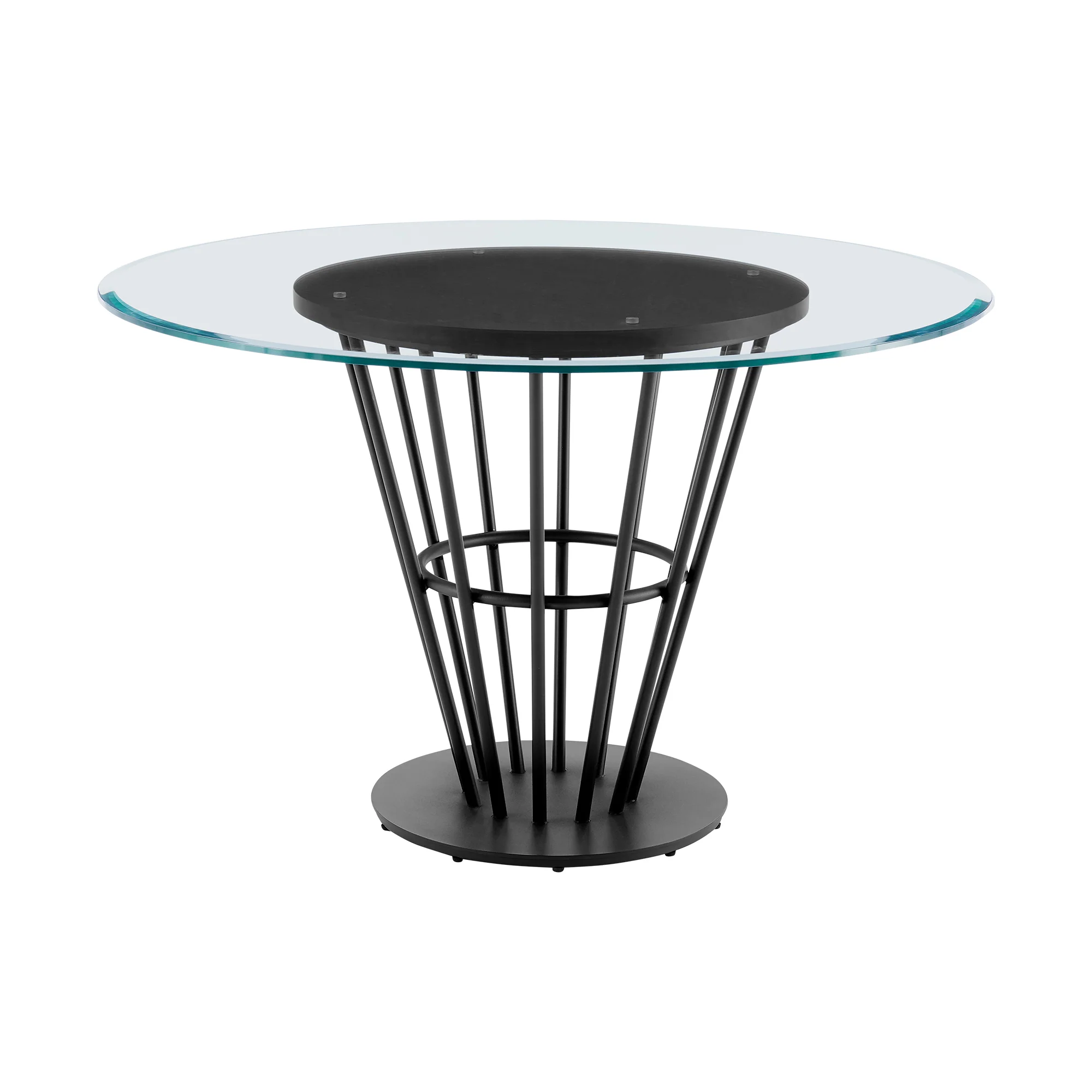 Veronica Shannon 5 Piece Round Glass Dining Table Set with Gold Brushed Stainless Steel and Taupe Fabric By Armen Living - Image 55