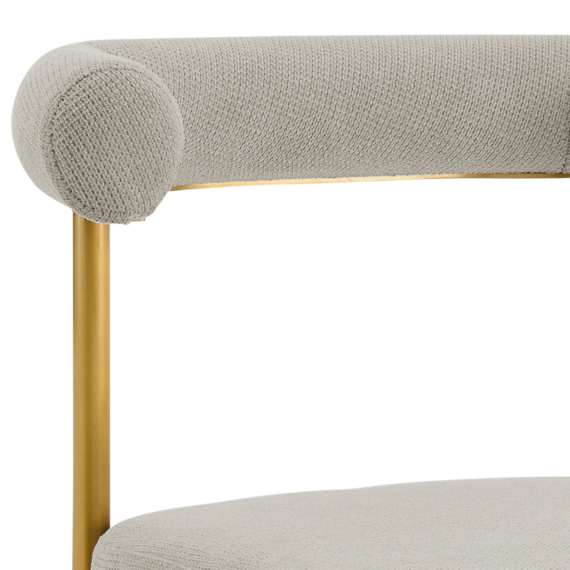 Veronica Shannon 5 Piece Round Glass Dining Table Set with Gold Brushed Stainless Steel and Taupe Fabric By Armen Living - Image 6