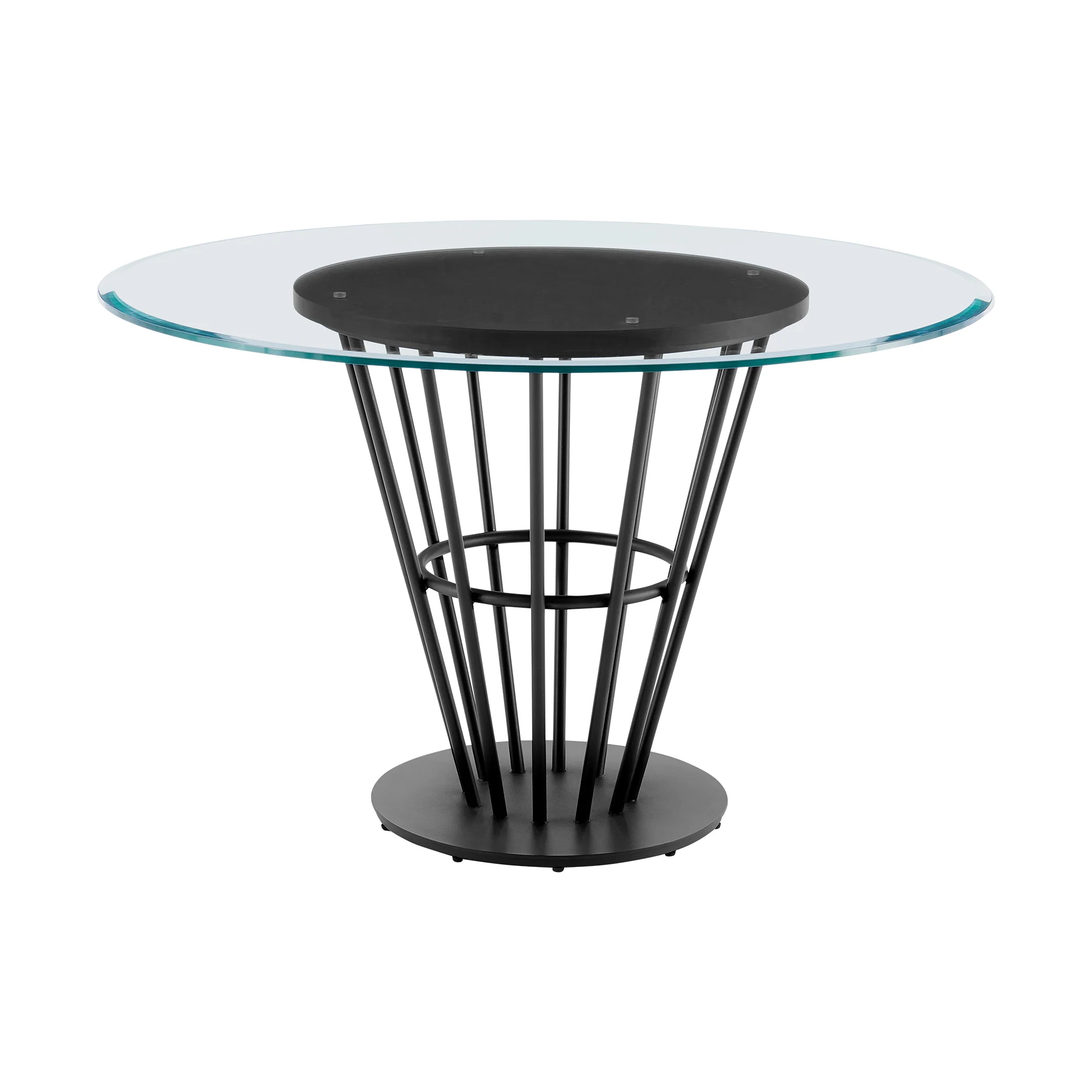 Veronica Shannon 5 Piece Round Glass Dining Table Set with Gold Brushed Stainless Steel and Taupe Fabric By Armen Living - Image 75
