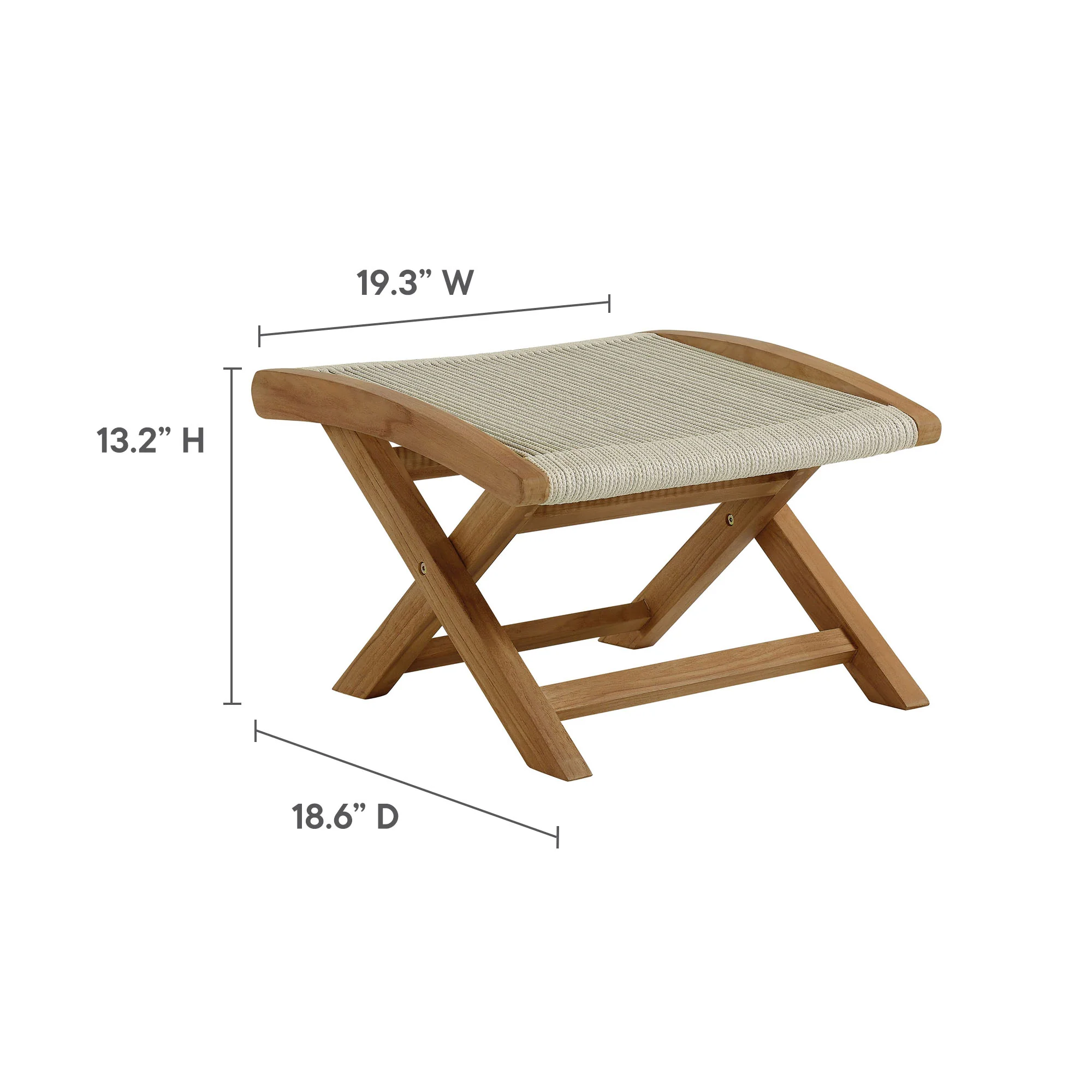 Vienna 2-Piece Outdoor Patio Teak and Rope Folding Accent Lounge Chair and Ottoman Set by Modway - Image 14