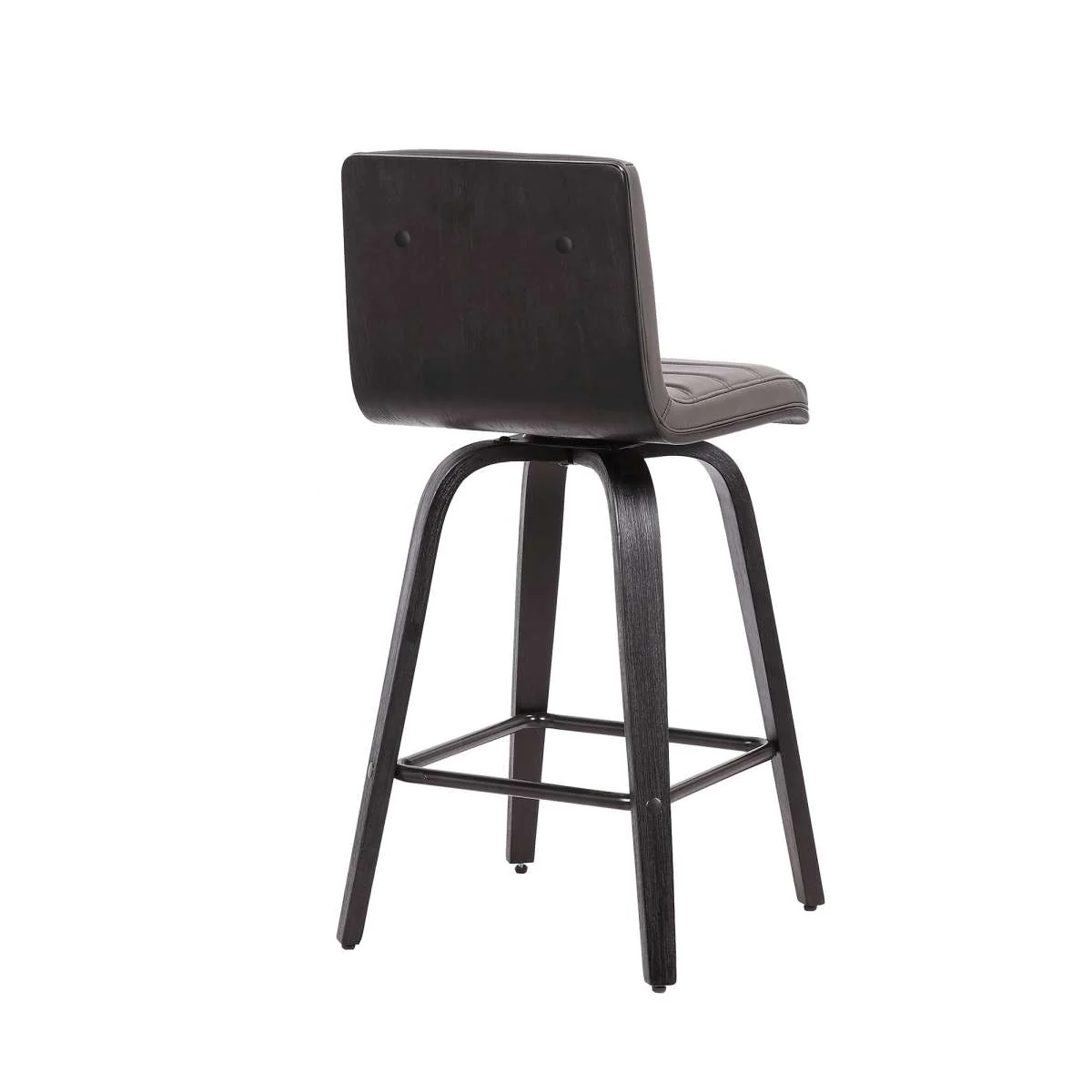 Vienna 26" Counter Height Swivel Grey Faux Leather and Black Wood Bar Stool By Armen Living - Image 4