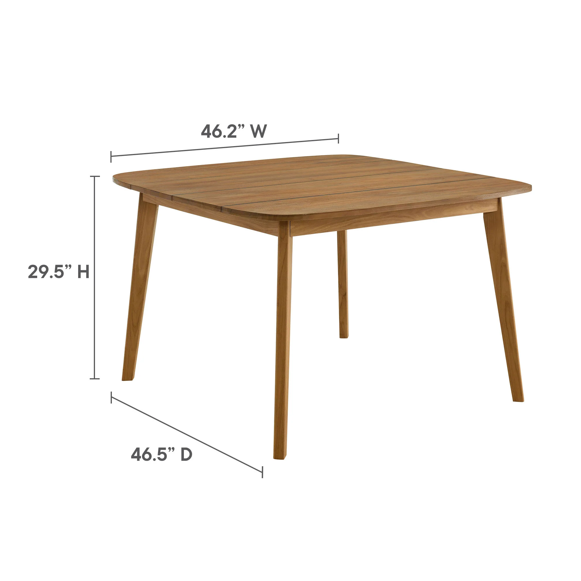 Vienna 46" Square Outdoor Patio Teak Wood Dining Table by Modway - Image 9