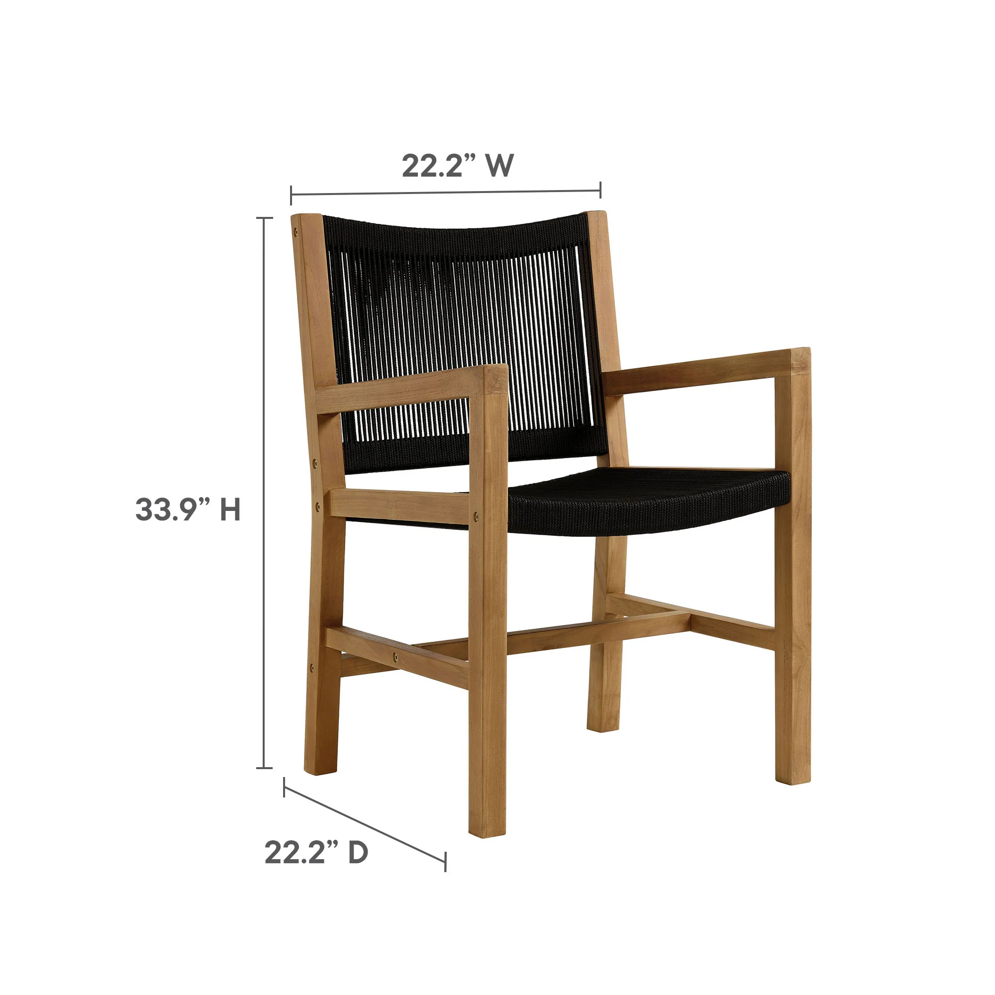 Vienna Outdoor Patio Teak and Rope Dining Armchairs Set of 2 by Modway - Image 10