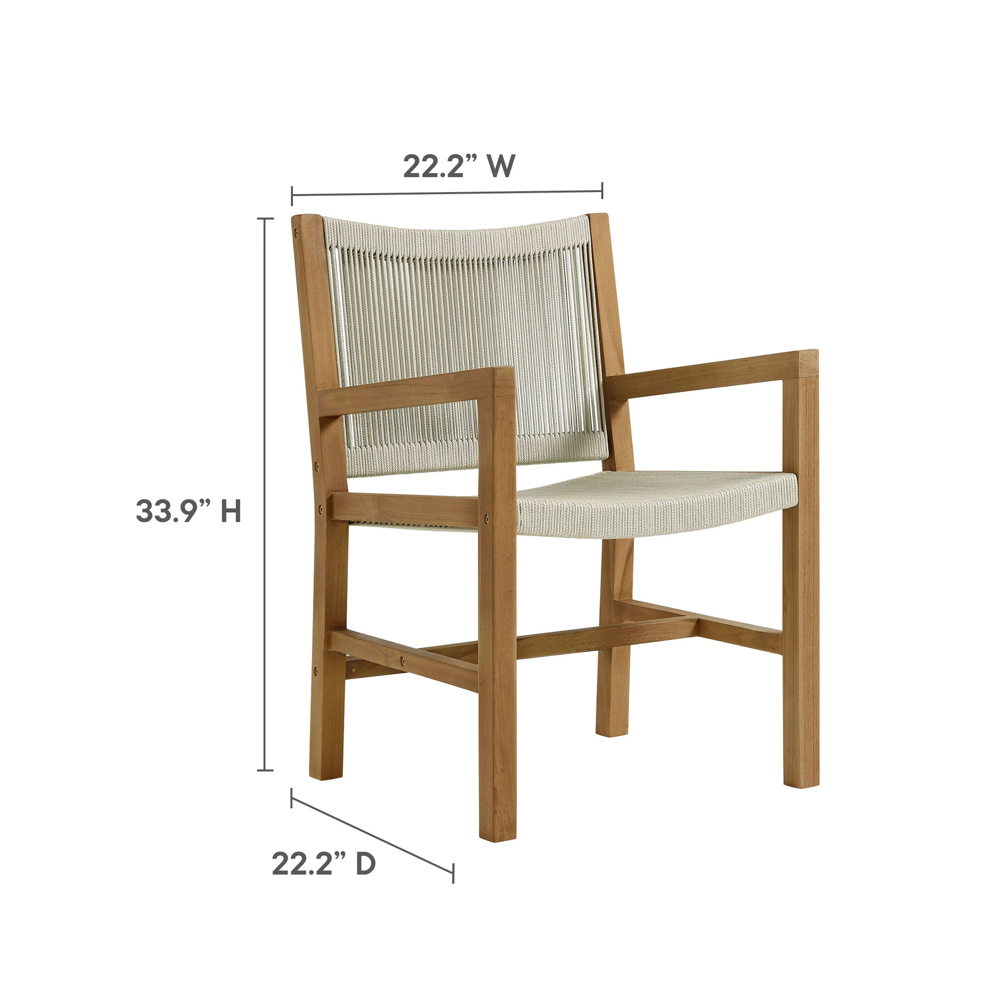 Vienna Outdoor Patio Teak and Rope Dining Armchairs Set of 2 by Modway - Image 20