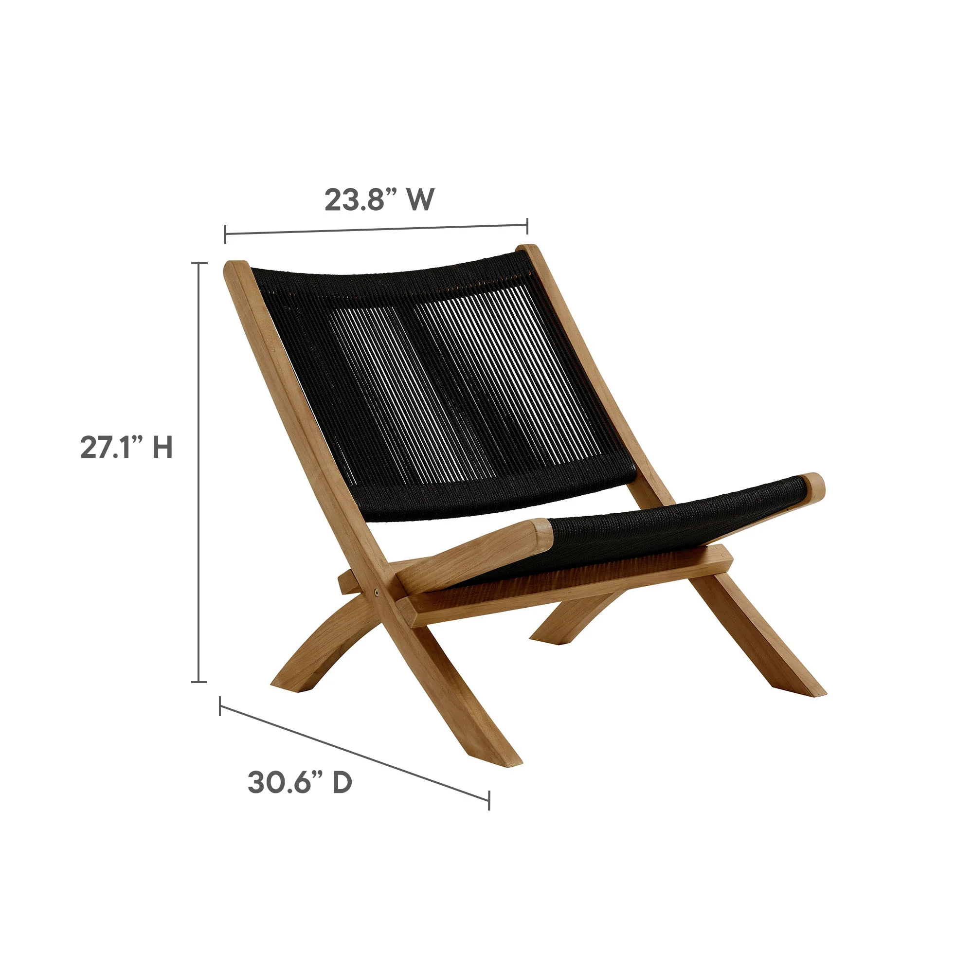 Vienna Outdoor Patio Teak and Rope Folding Accent Lounge Chair by Modway - Image 10