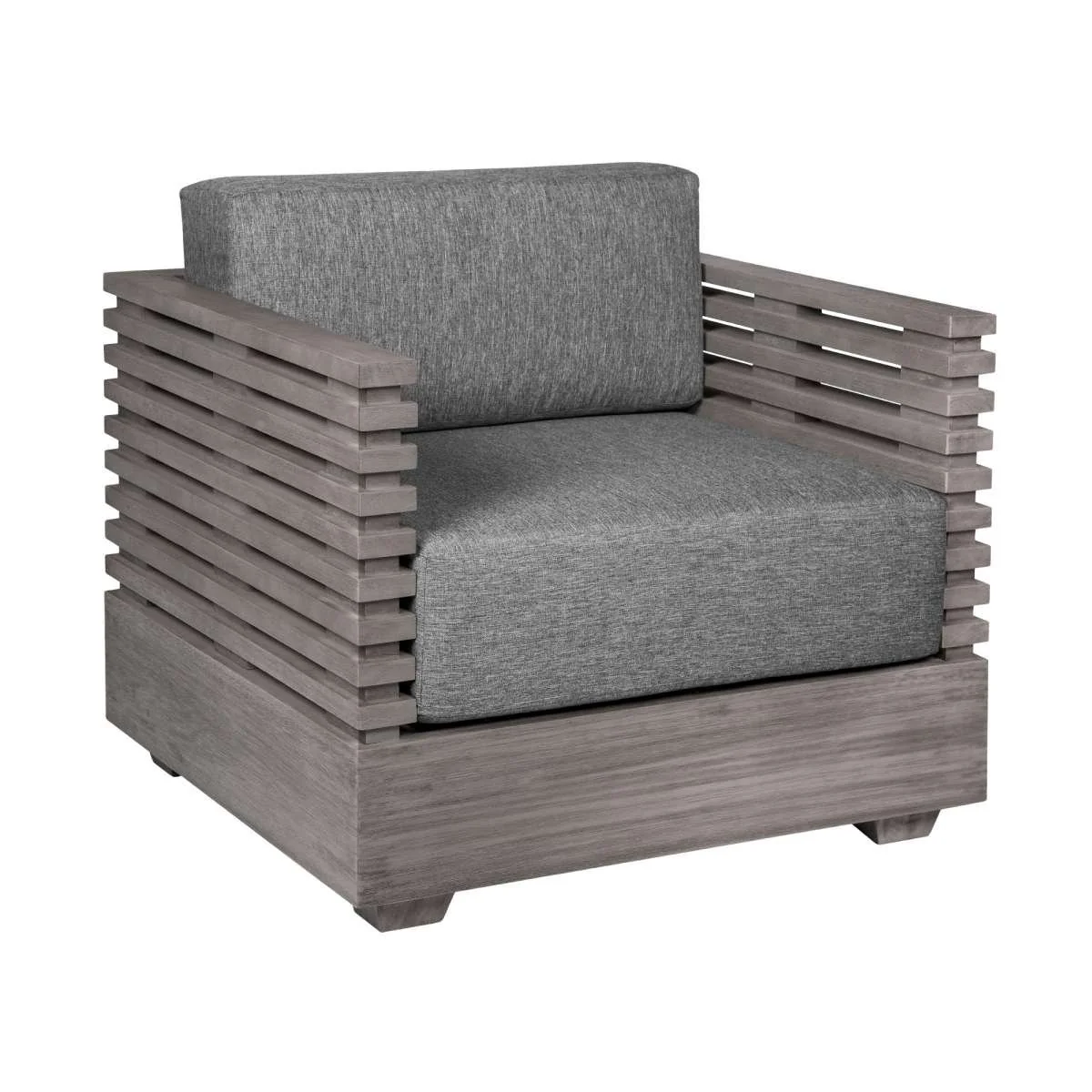 Vivid Outdoor Patio 4 Piece Conversation Set in Gray Eucalyptus Wood with Gray Olefin Cushions
By Armen Living - Image 4