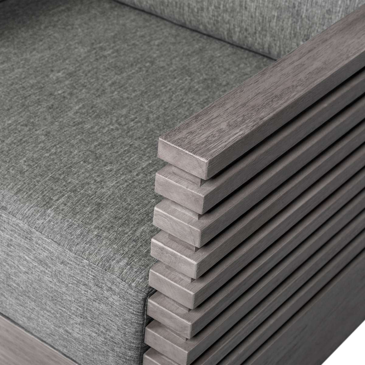 Vivid Outdoor Patio 4 Piece Conversation Set in Gray Eucalyptus Wood with Gray Olefin Cushions
By Armen Living - Image 7