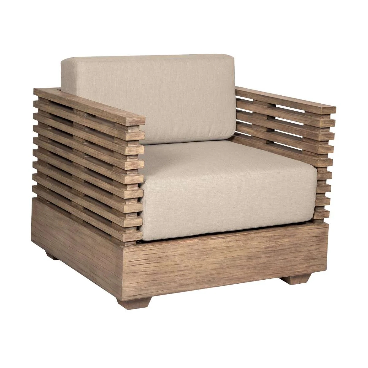 Vivid Outdoor Patio 4 Piece Conversation Set in Light Eucalyptus Wood with Taupe Olefin Cushions
By Armen Living - Image 4