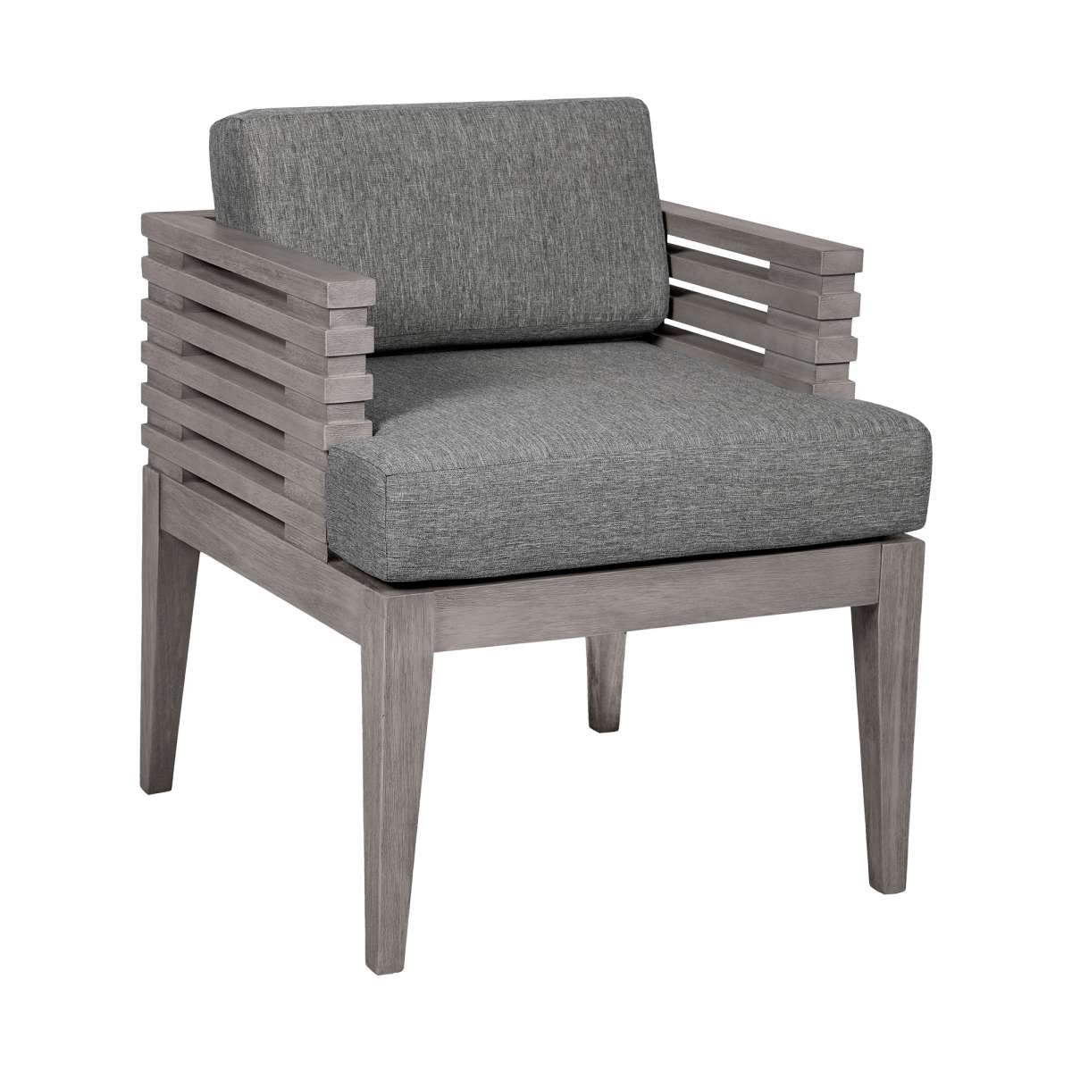 Vivid Outdoor Patio 5 Piece Dining Set in Gray Eucalyptus Wood with Gray Olefin Cushions By Armen Living - Image 3