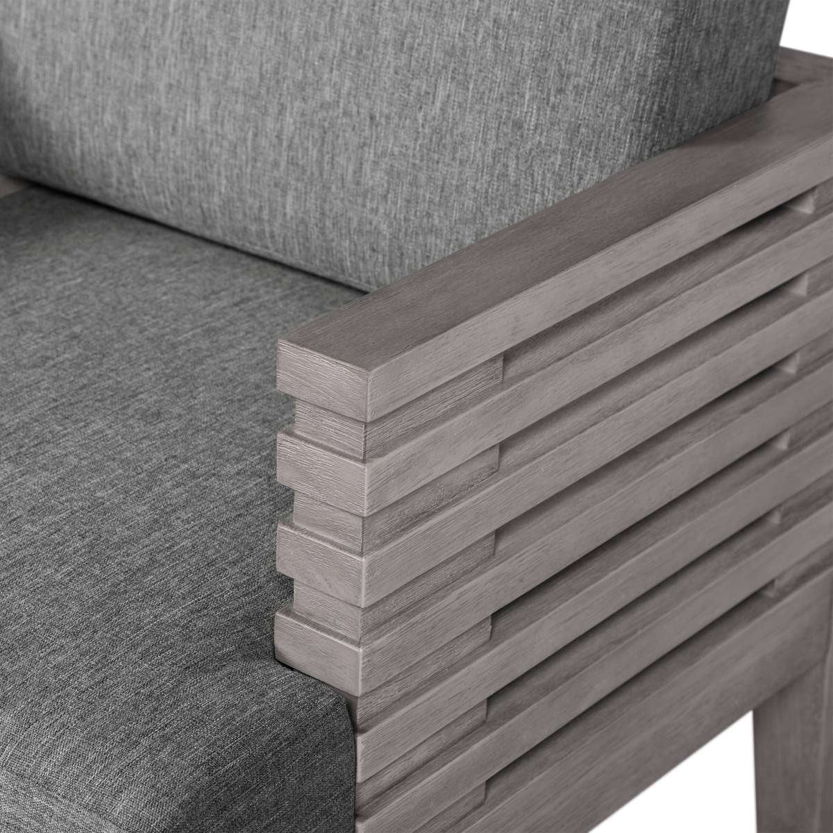 Vivid Outdoor Patio 5 Piece Dining Set in Gray Eucalyptus Wood with Gray Olefin Cushions By Armen Living - Image 9