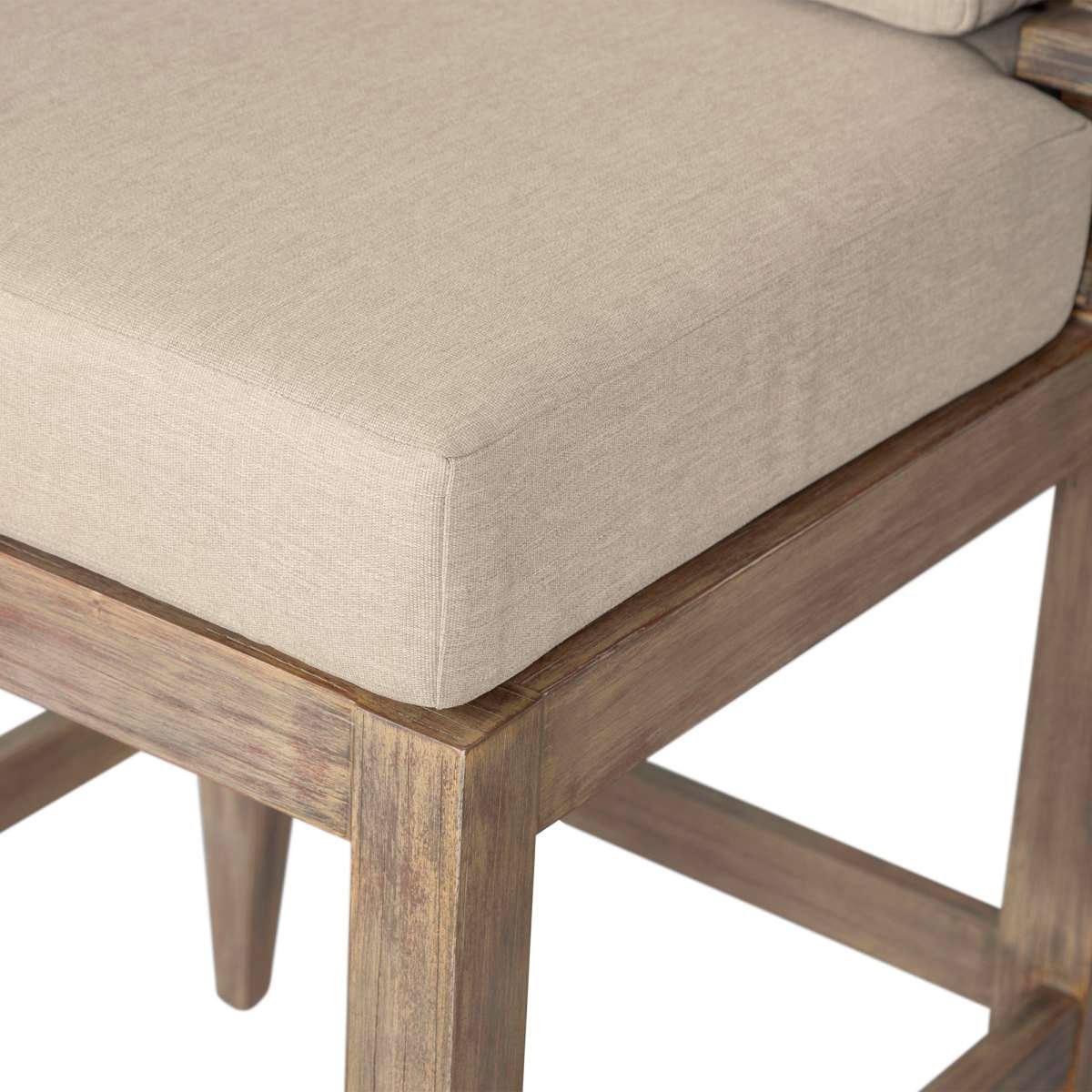 Vivid Outdoor Patio Bar Stool in Light Eucalyptus Wood with Taupe Olefin Cushions By Armen Living - Image 6