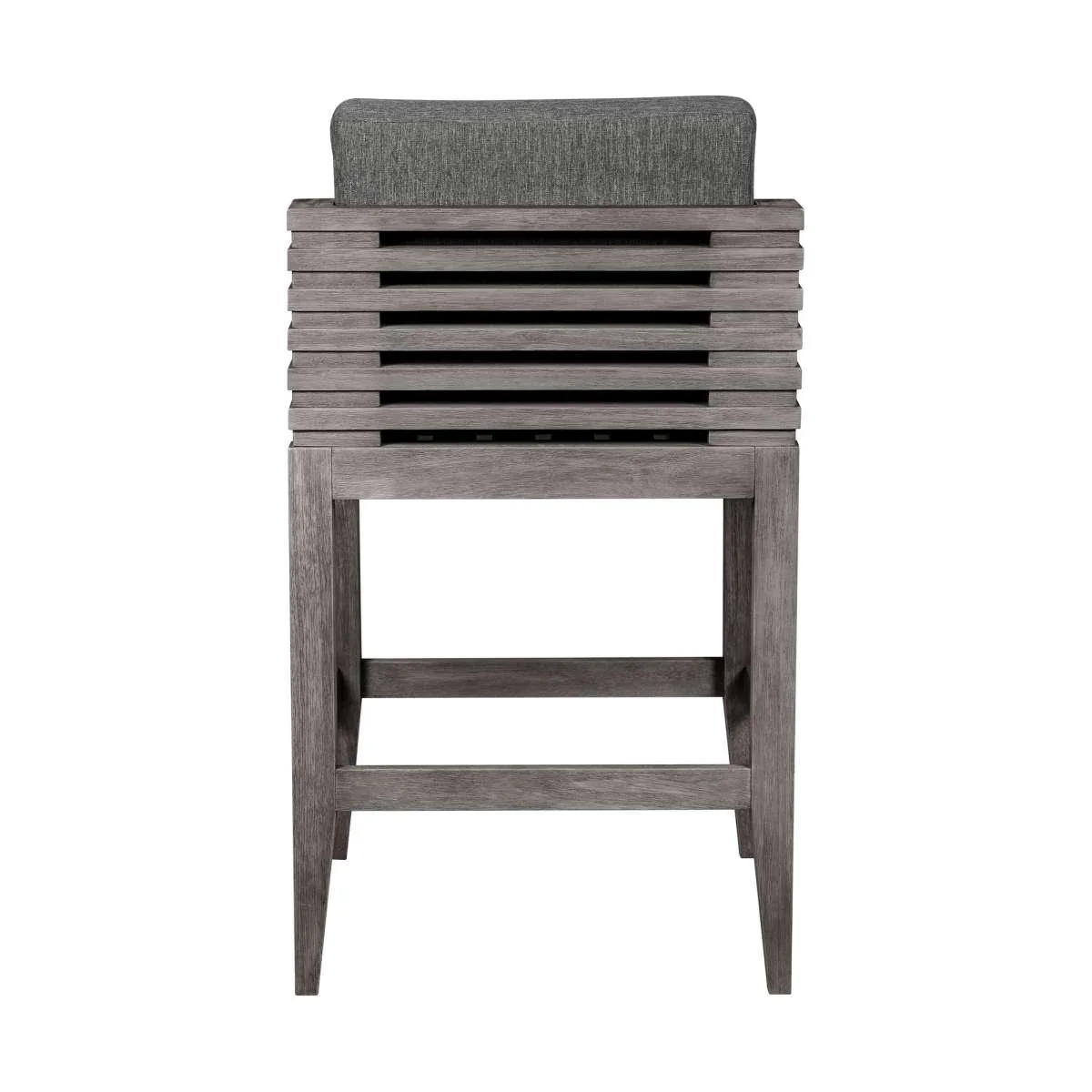 Vivid Outdoor Patio Counter Stool in Gray Eucalyptus Wood with Gray Olefin Cushions By Armen Living - Image 4