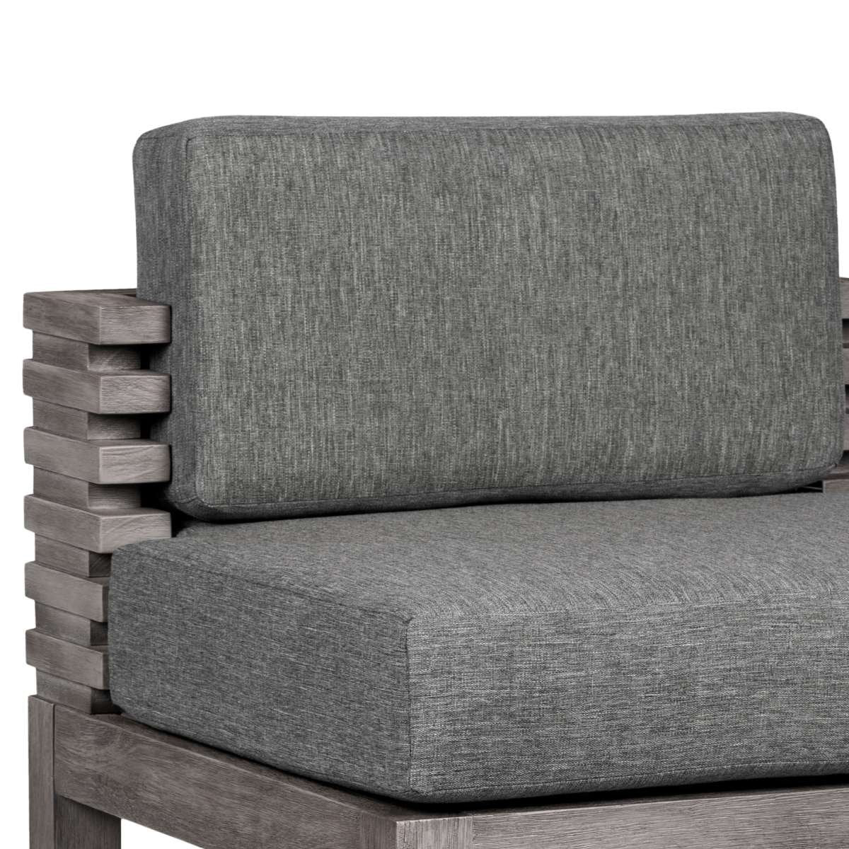 Vivid Outdoor Patio Counter Stool in Gray Eucalyptus Wood with Gray Olefin Cushions By Armen Living - Image 9