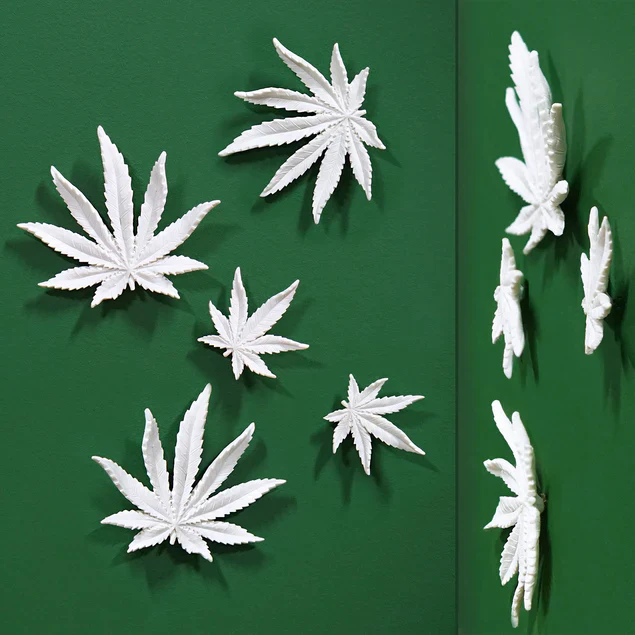 Wall Play Cannabis Leaf Set Of 10 By Gold Leaf Design Group