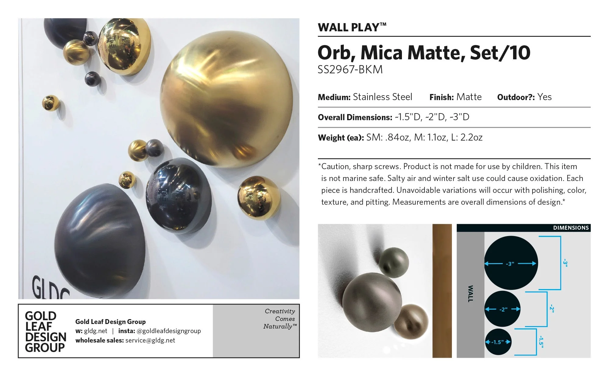 Wall Play™: Orb, Mica Matte, Set/10 By Gold Leaf - Image 9