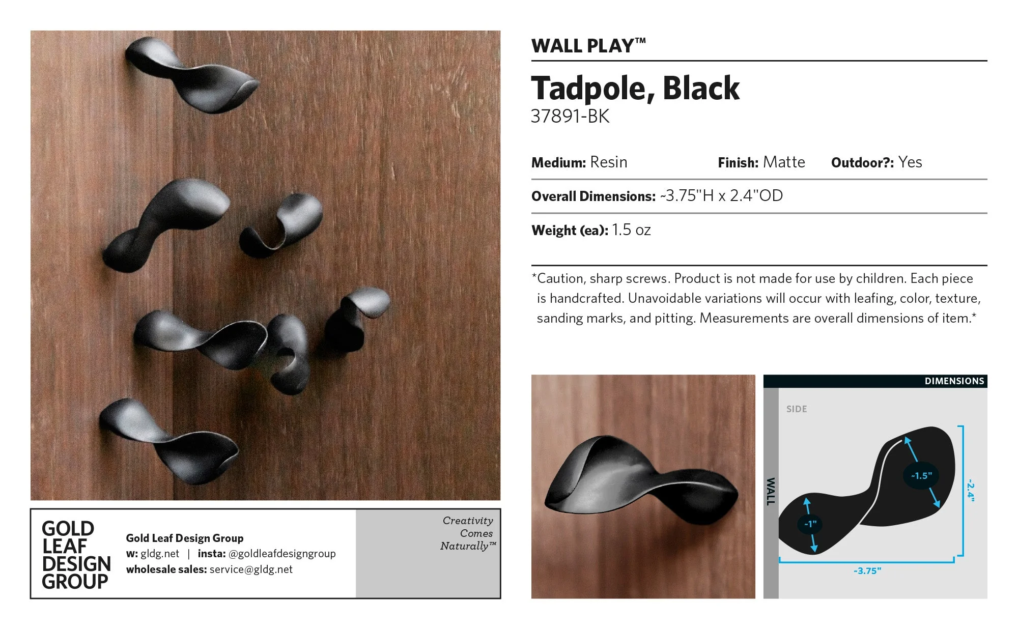 Wall Play™: Tadpole, Black By Gold Leaf - Image 6