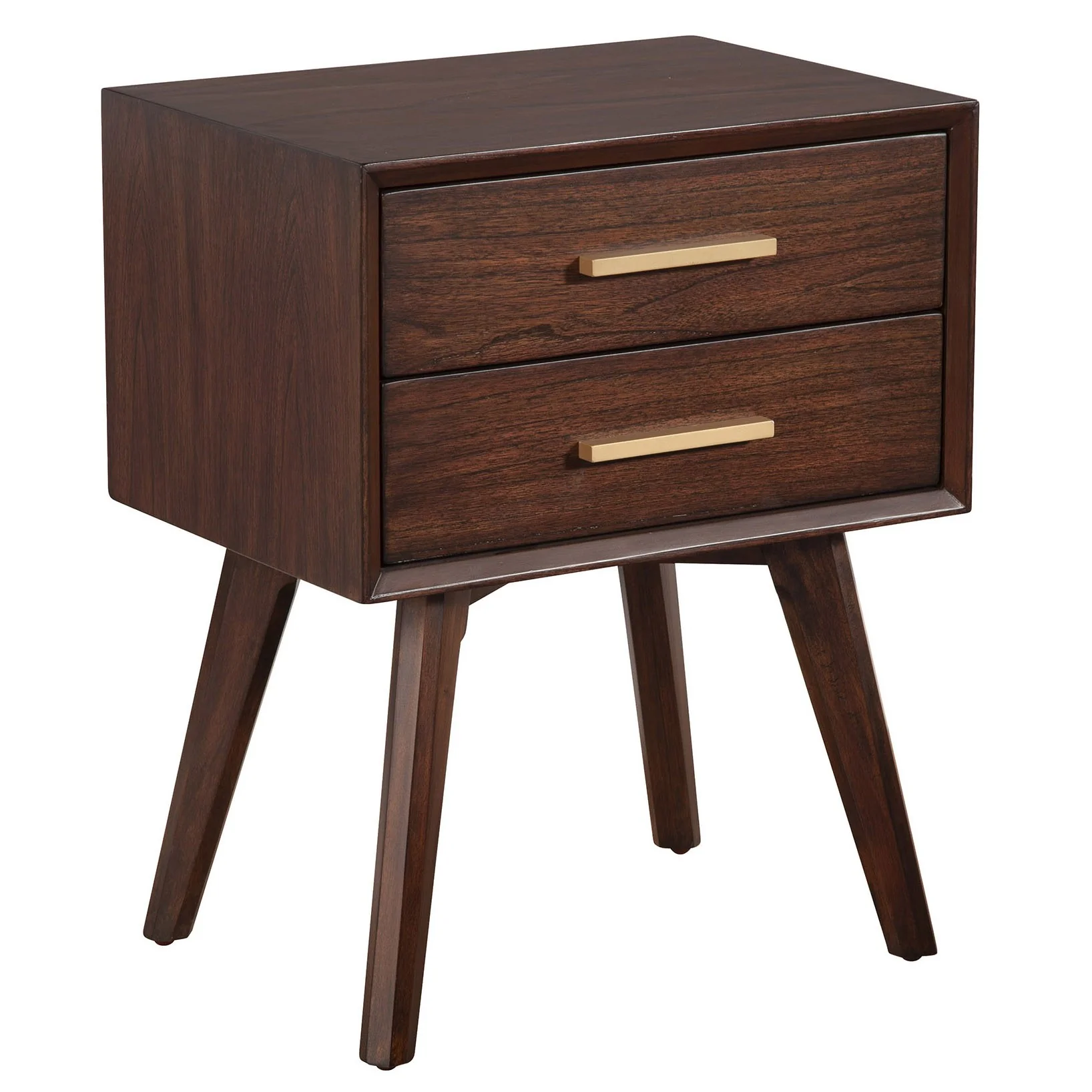 Walnut And Gold 2 Drawer Nightstand By Homeroots