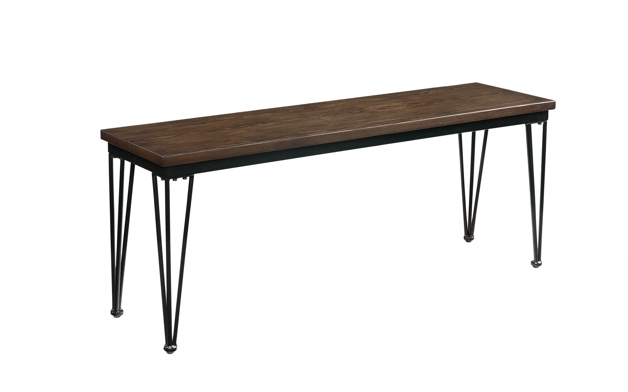 Walnut Black Metal Wood Bench By Homeroots