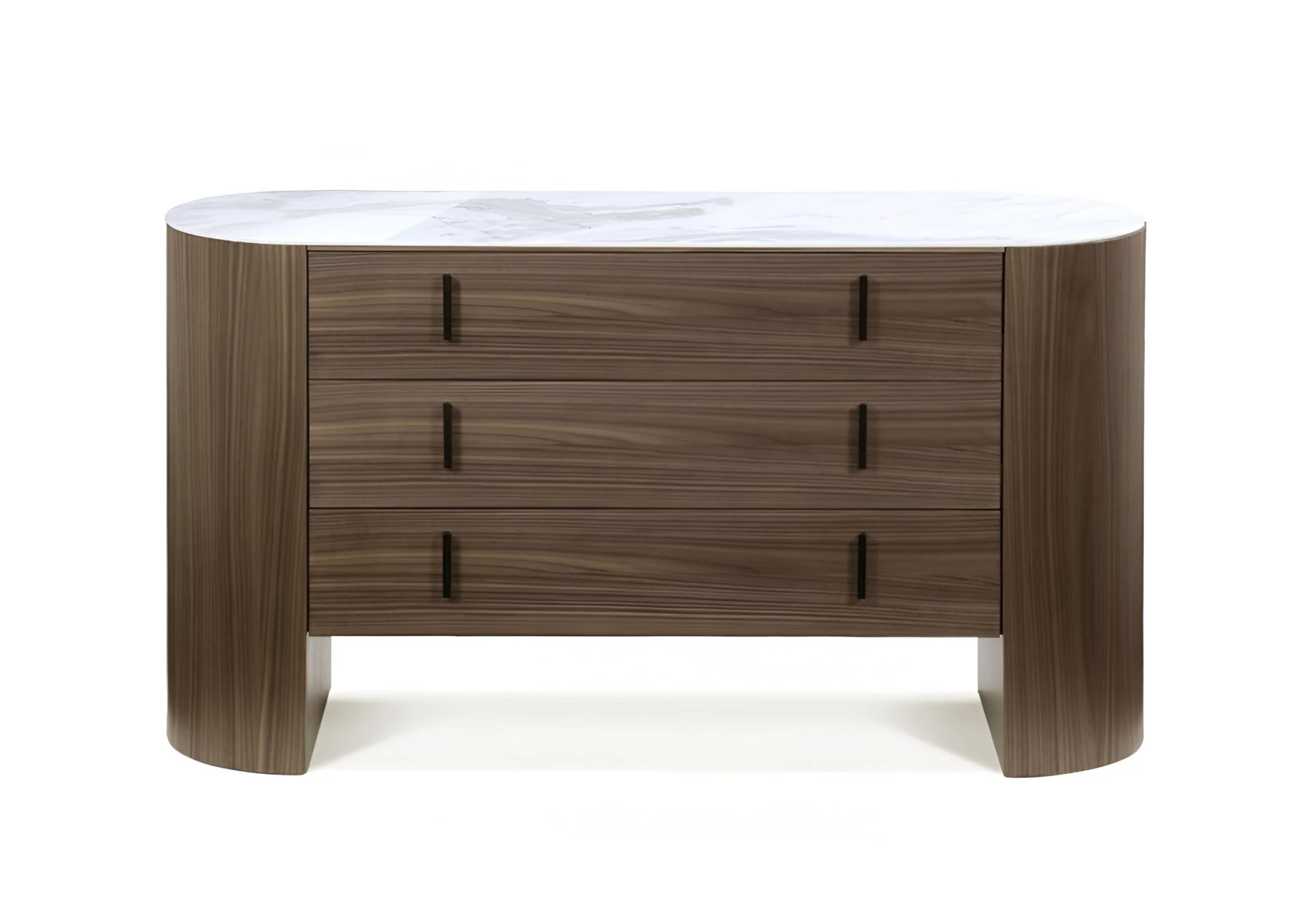 Walnut Marble Solid And Manufactured Wood Three Drawer Dresser By Homeroots