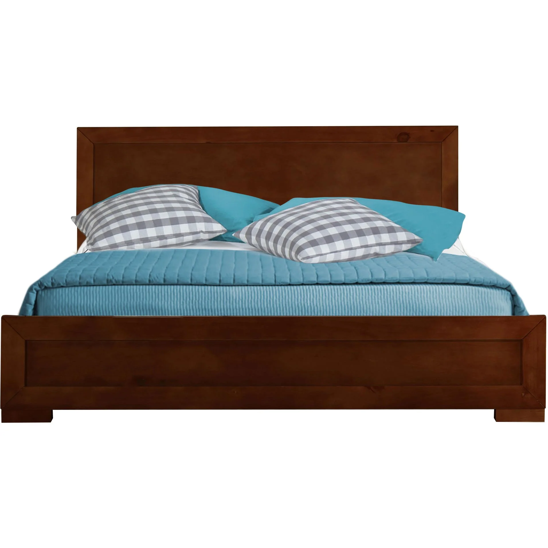 Walnut Wood Full Platform Bed By Homeroots - 397080 - Image 2