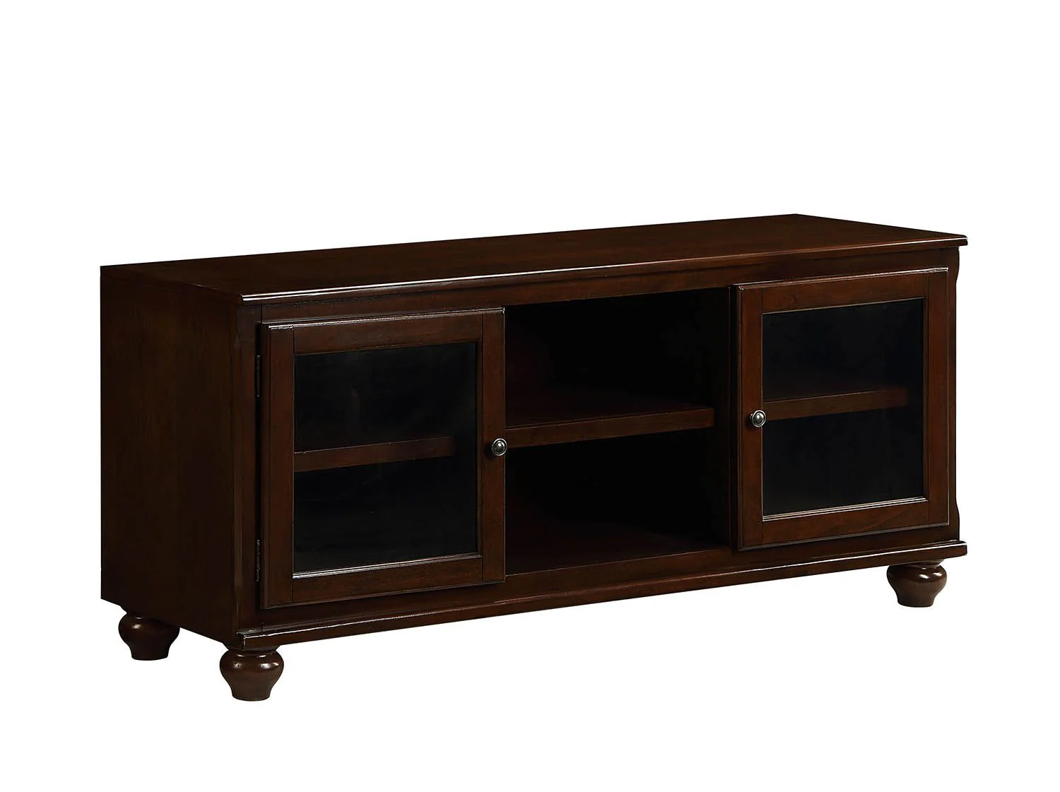 Walnut Wood Glass (TV Stand) TV Stand By Homeroots - Image 3