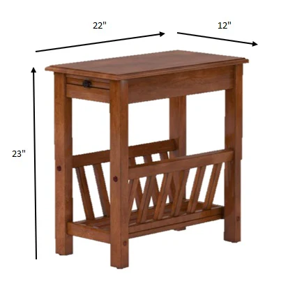 Warm Honey Brown Wooden Magazine Rack Side Table By Homeroots - Image 3