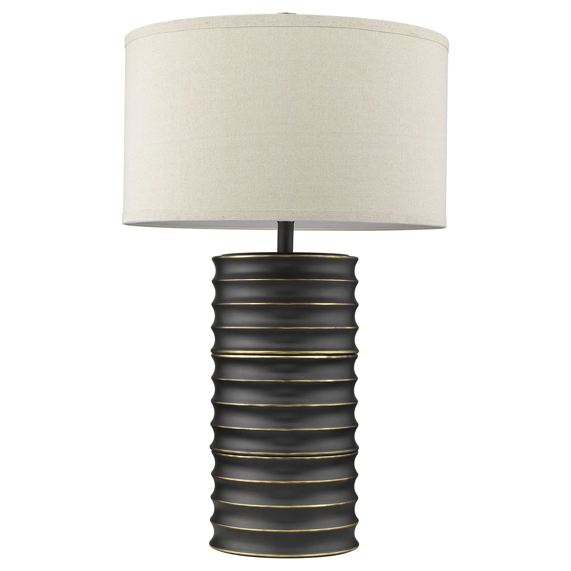 Wave II 1-Light Aged Brass Table Lamp With Latte Linen Shade By Homeroots
