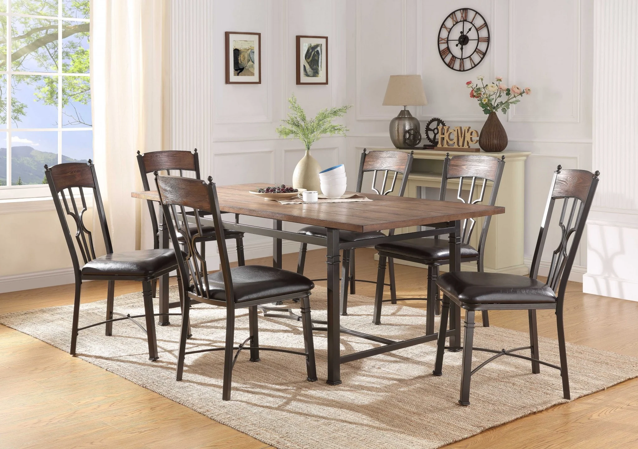 Weathered Dark Oak And Dark Bronze Dining Table By Homeroots - Image 3