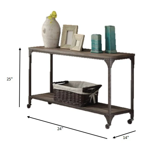 Weathered Oak And Antique Silver End Table By Homeroots - Image 5