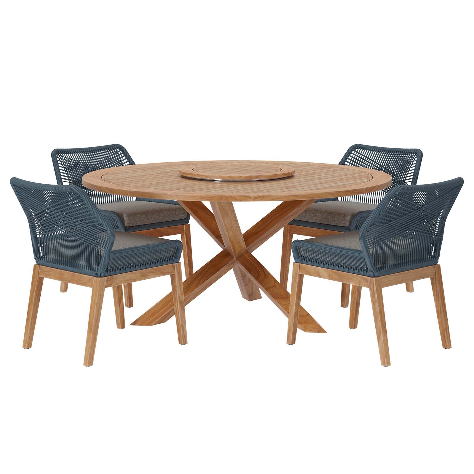 Wellspring 5-Piece Outdoor Patio Teak Wood Dining Set By Modway - EEI-6118 - Image 2