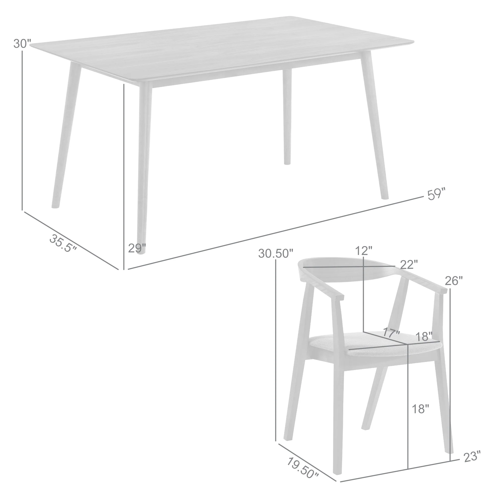 Westmont Santana 5 Piece Walnut Wood Dining Table Set with Blue Fabric By Armen Living - Image 21