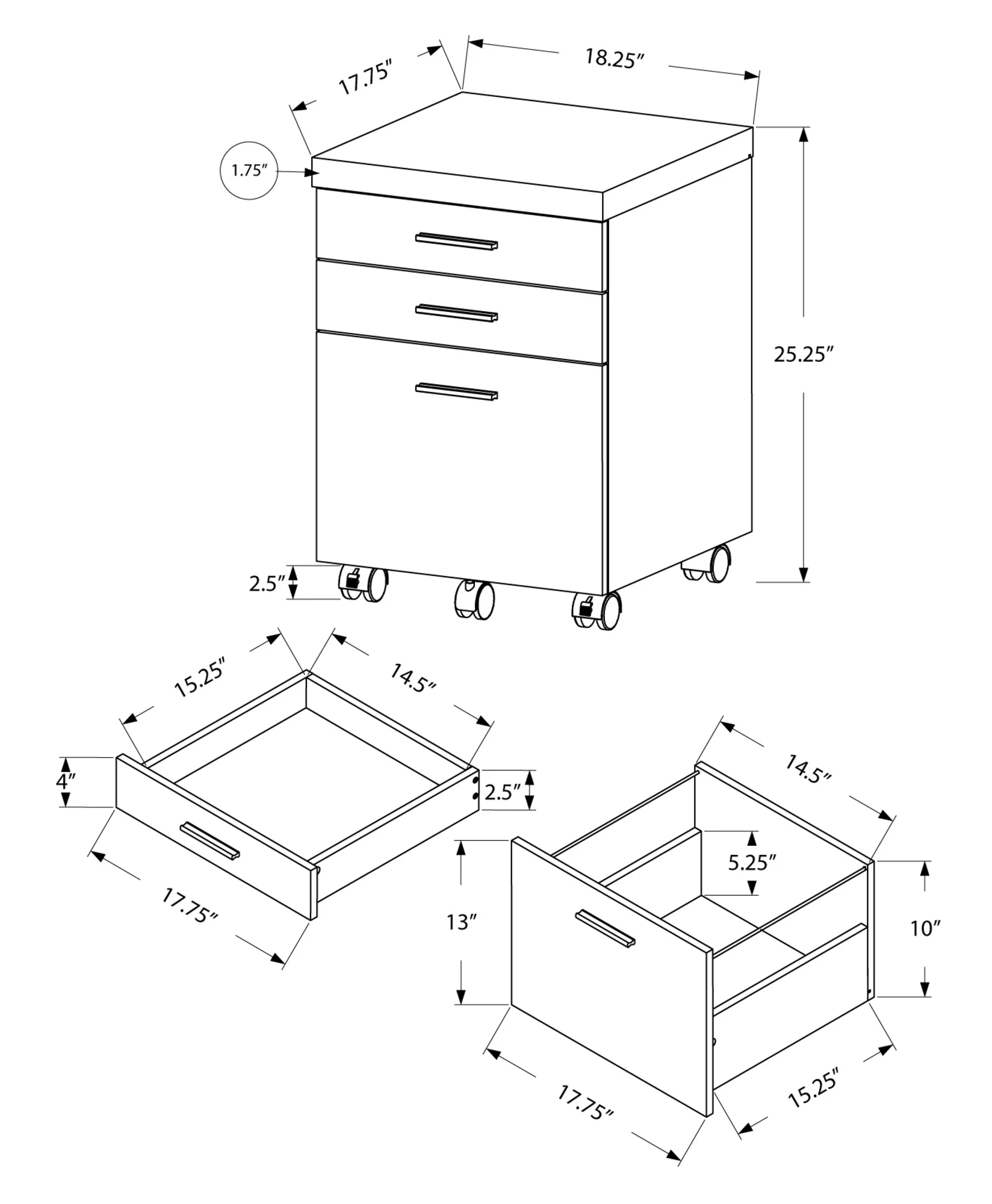 White Black Particle Board Drawers Filing Cabinet By Homeroots - Image 3
