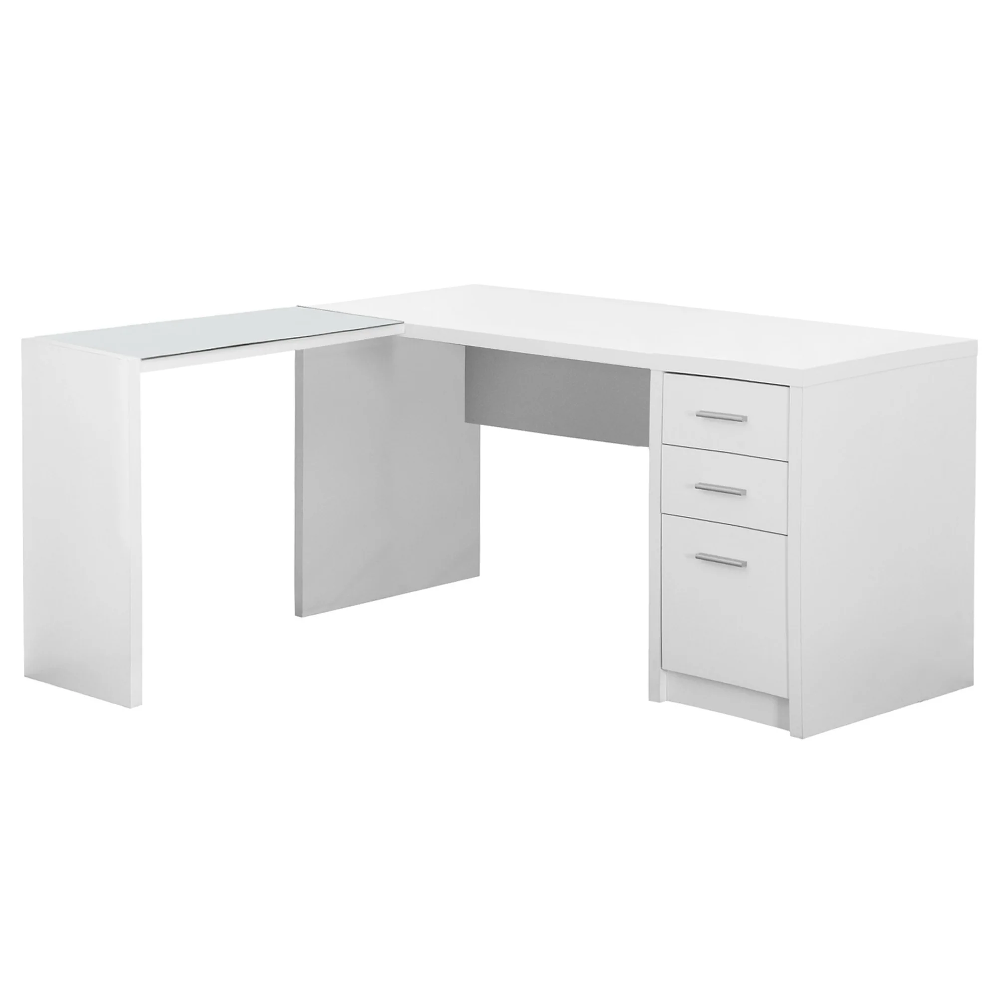 White Clear Particle Board Glass Hollow Core Computer Desk By Homeroots